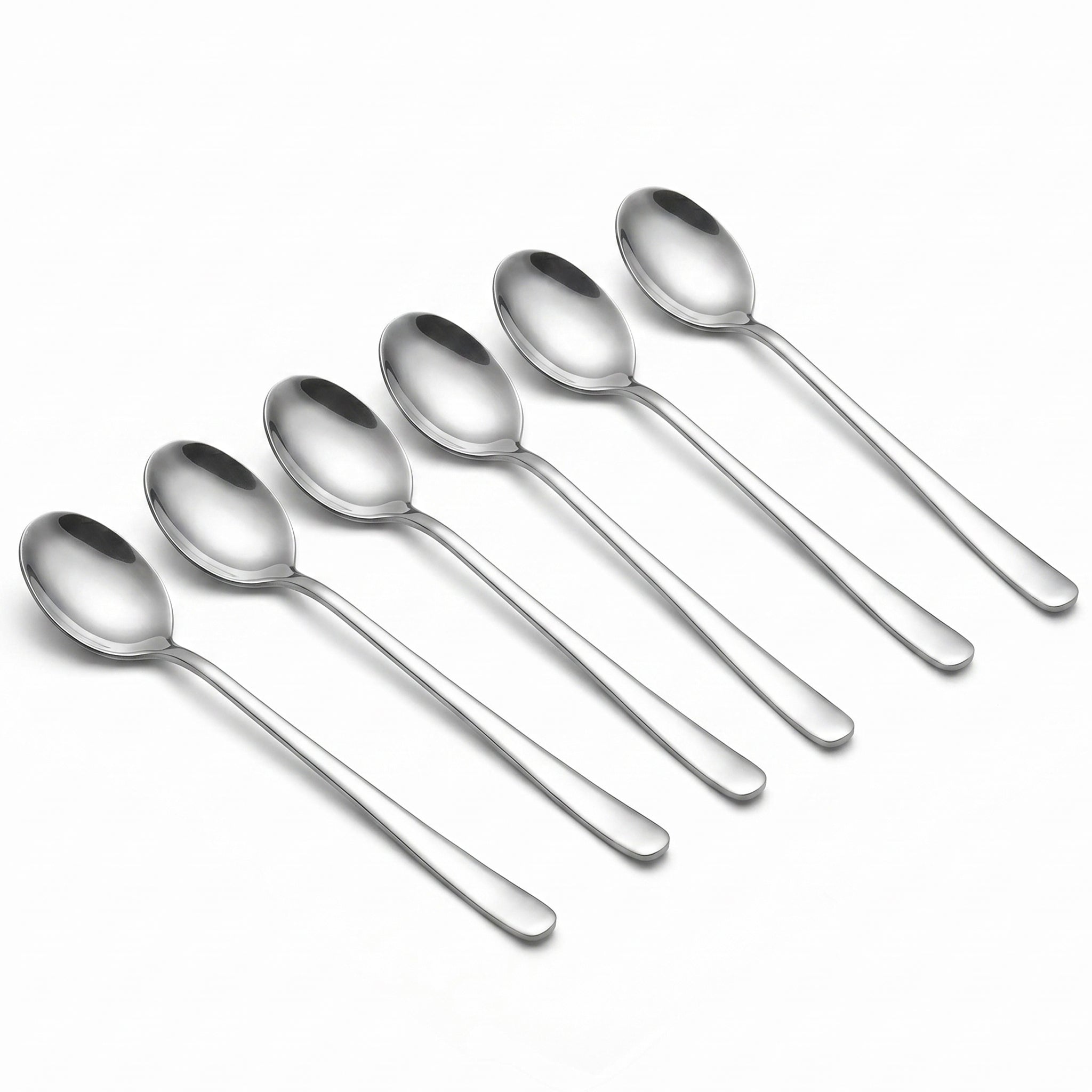 Blaze Pearl 6-Piece Stainless Steel Silver Long Tea Spoon Set