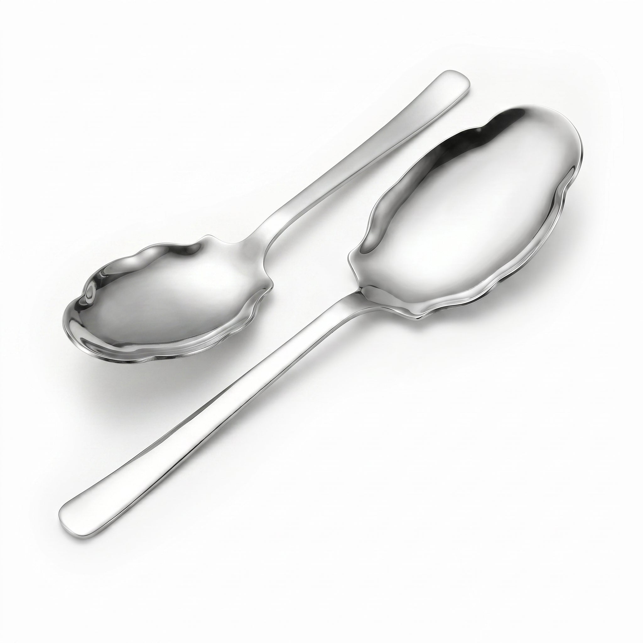 Blaze Pearl 2-Piece Staniless Steel Silver Serving Rice Panja Spoon Set