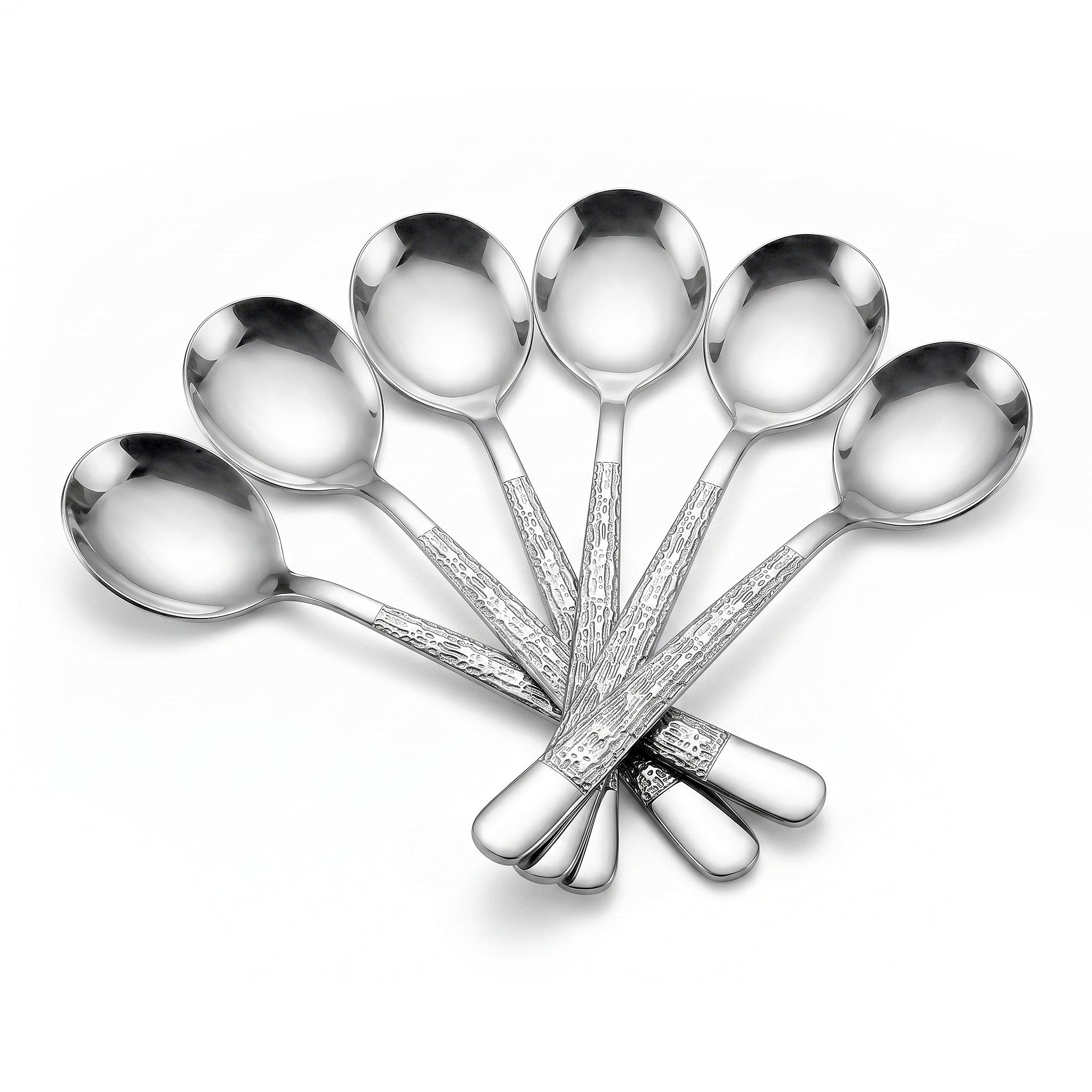 Blaze Tree 6-Piece Stainless Steel Silver Dessert Soup Spoon Set