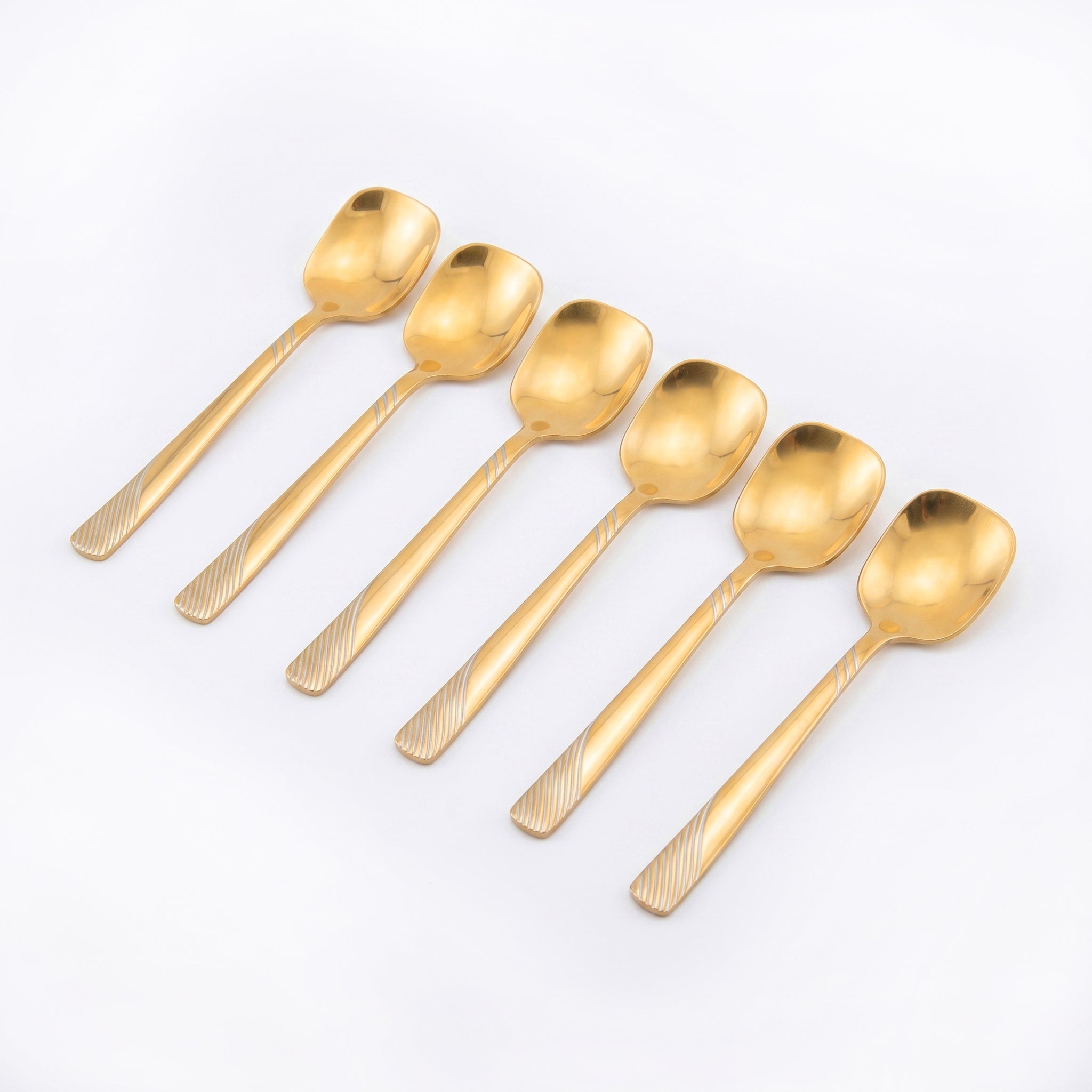 Blaze TPO Gold 6-Piece Stainless Steel Golden Ice Cream Spoon Set