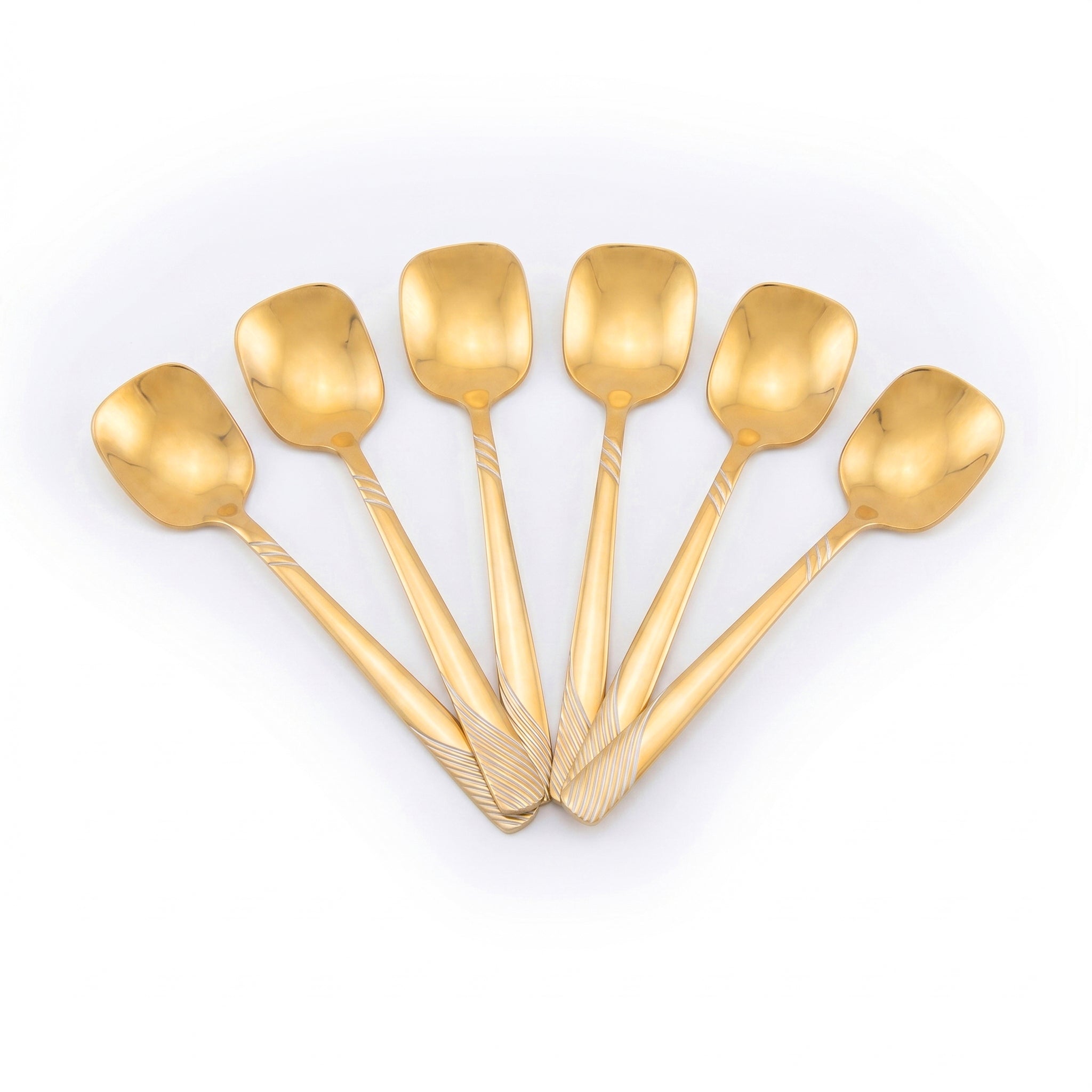 Blaze TPO Gold 6-Piece Stainless Steel Golden Ice Cream Spoon Set