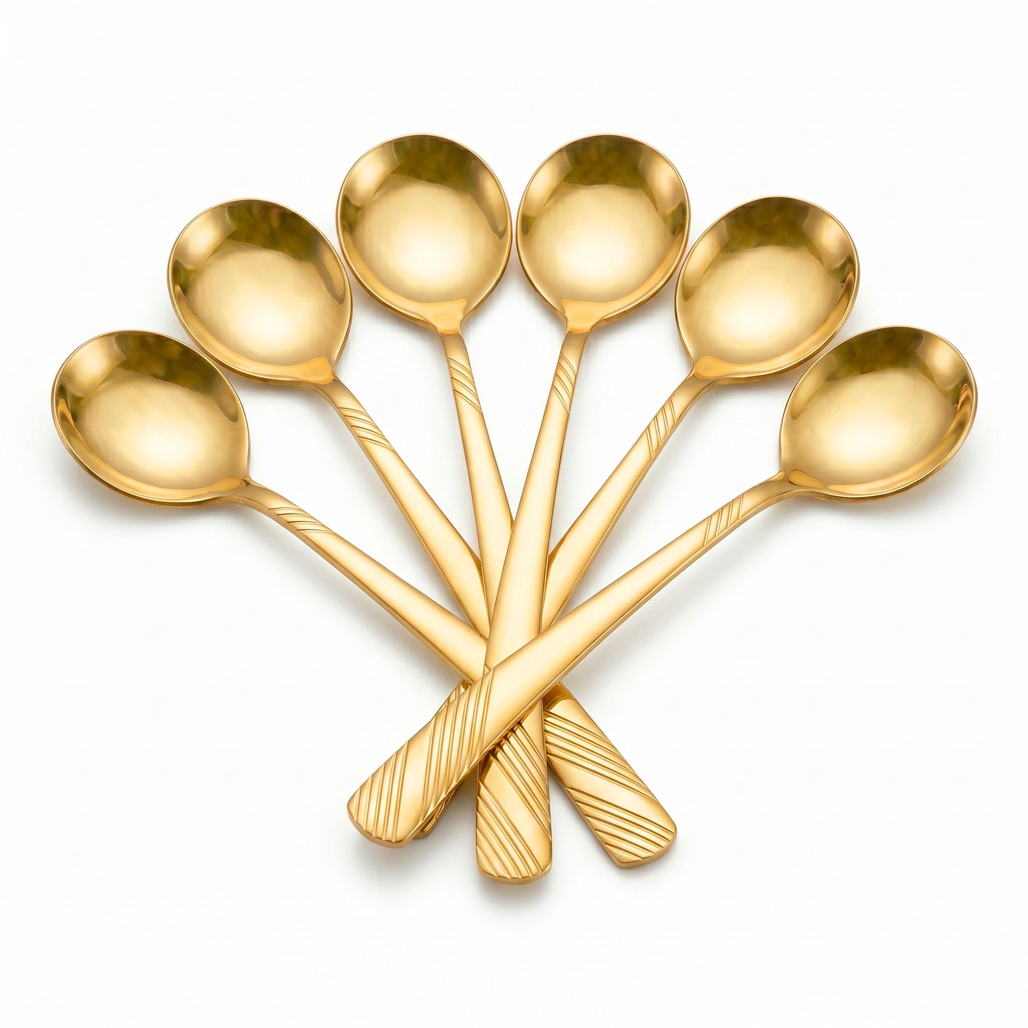 Blaze TPO God 6-Piece Stainless Steel Golden Dessert Soup Spoon Set