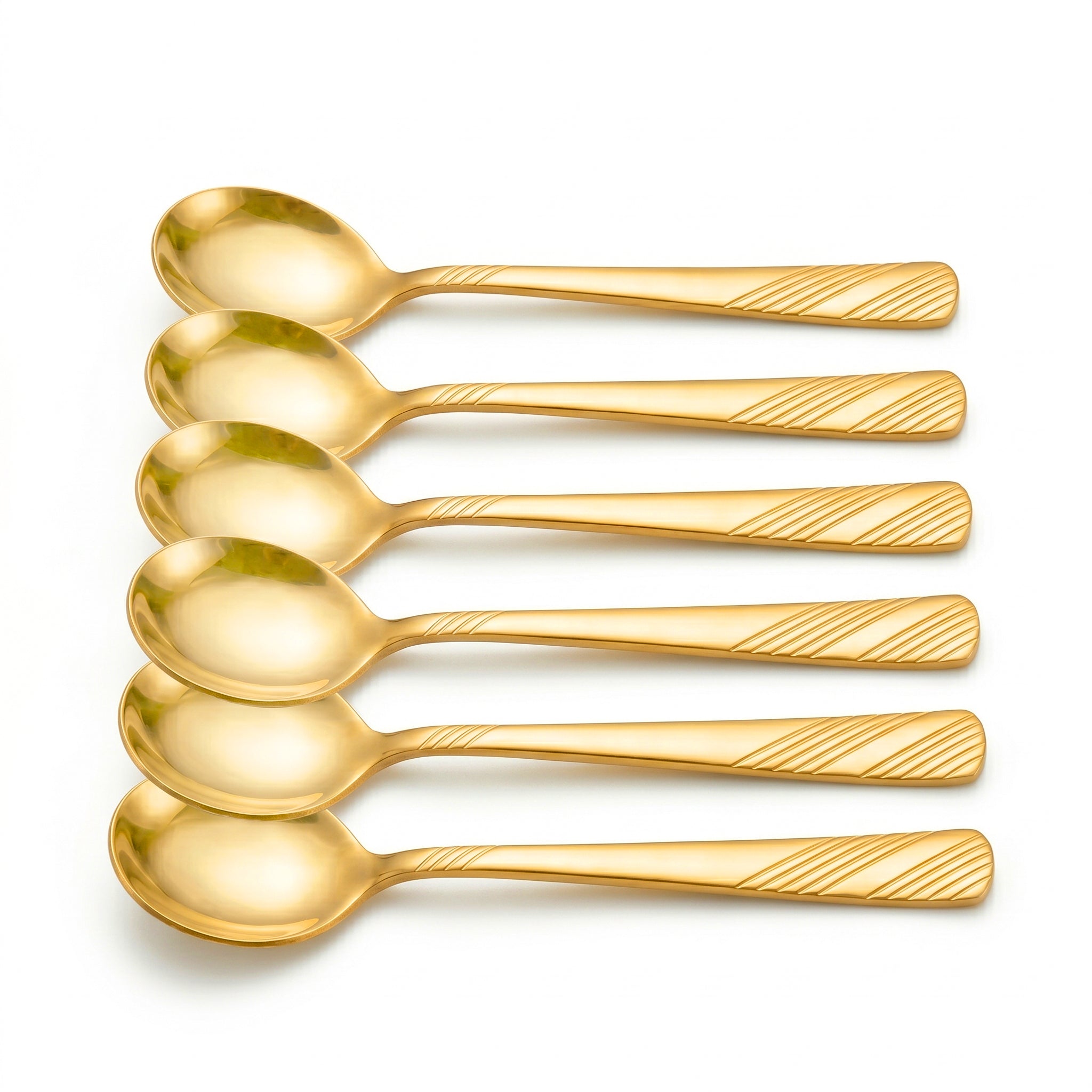 Blaze TPO God 6-Piece Stainless Steel Golden Dessert Soup Spoon Set