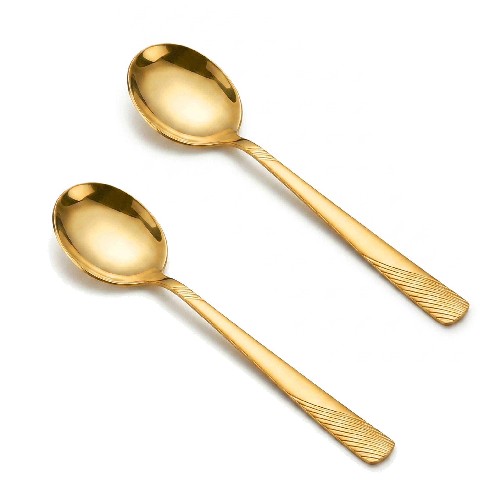 Blaze TPO Gold 2-Piece Stainless Steel Golden Serving Soup Spoon Set