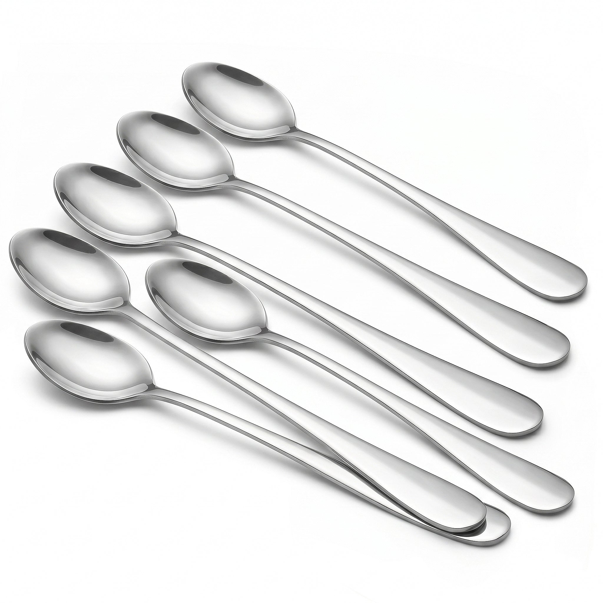 N.H 6-Piece Stainless Steel Silver Long Tea Spoon Set
