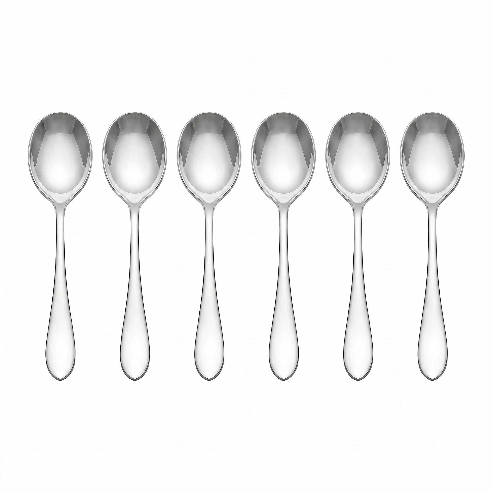 N.H 6-Piece Stainless Steel Silver Baby Soup Spoon Set