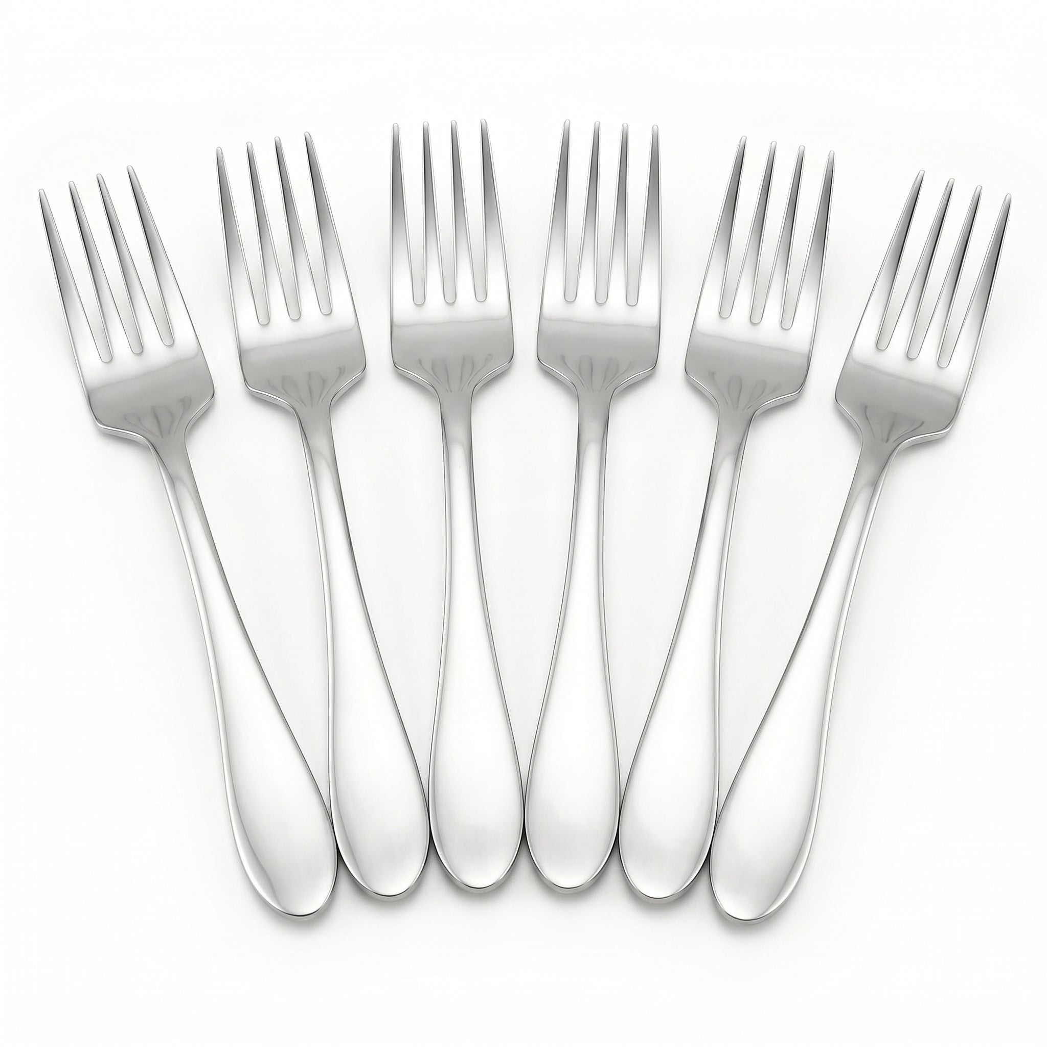 N.H 6-Piece Stainless Steel Silver Table Fork Set
