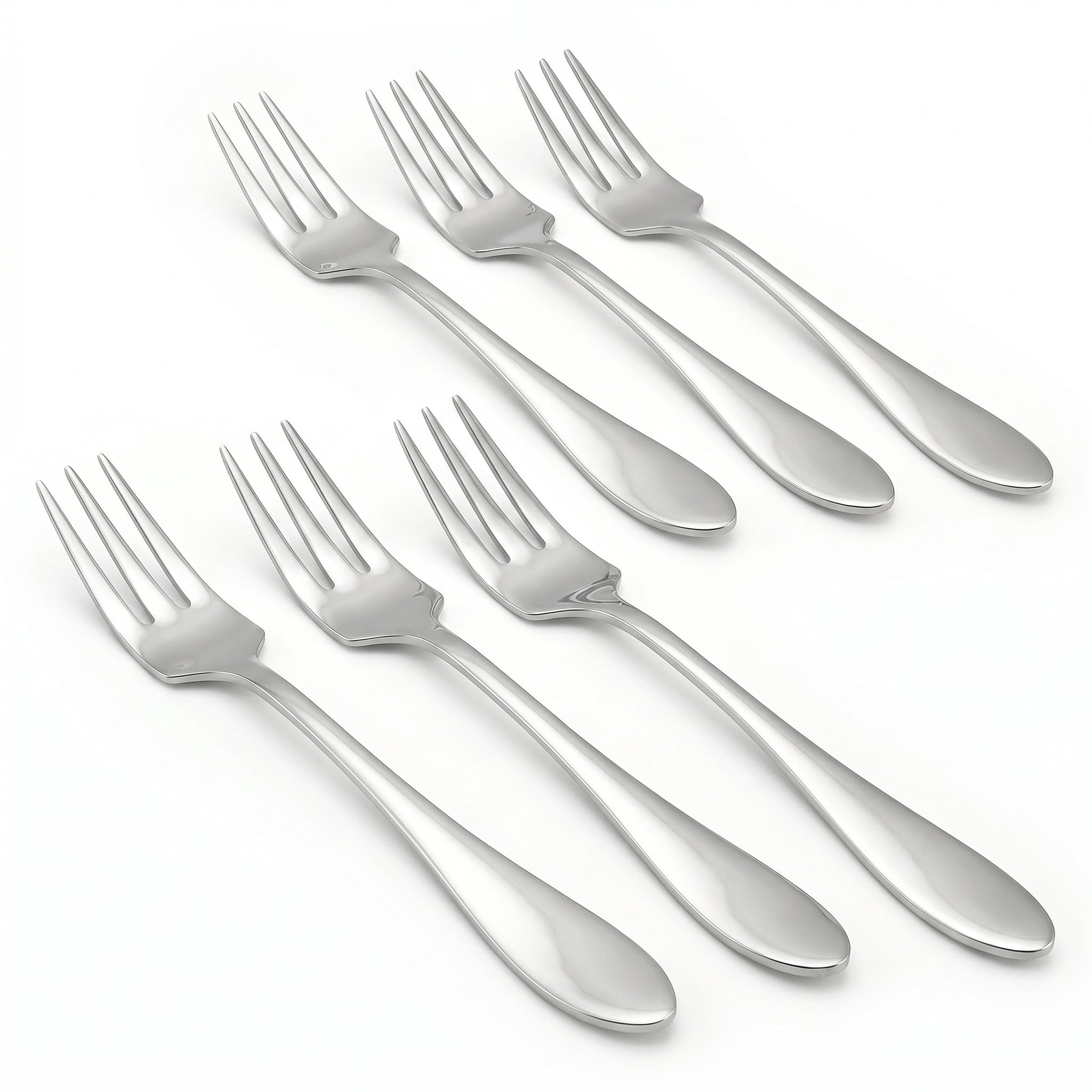N.H 6-Piece Stainless Steel Silver Table Fork Set