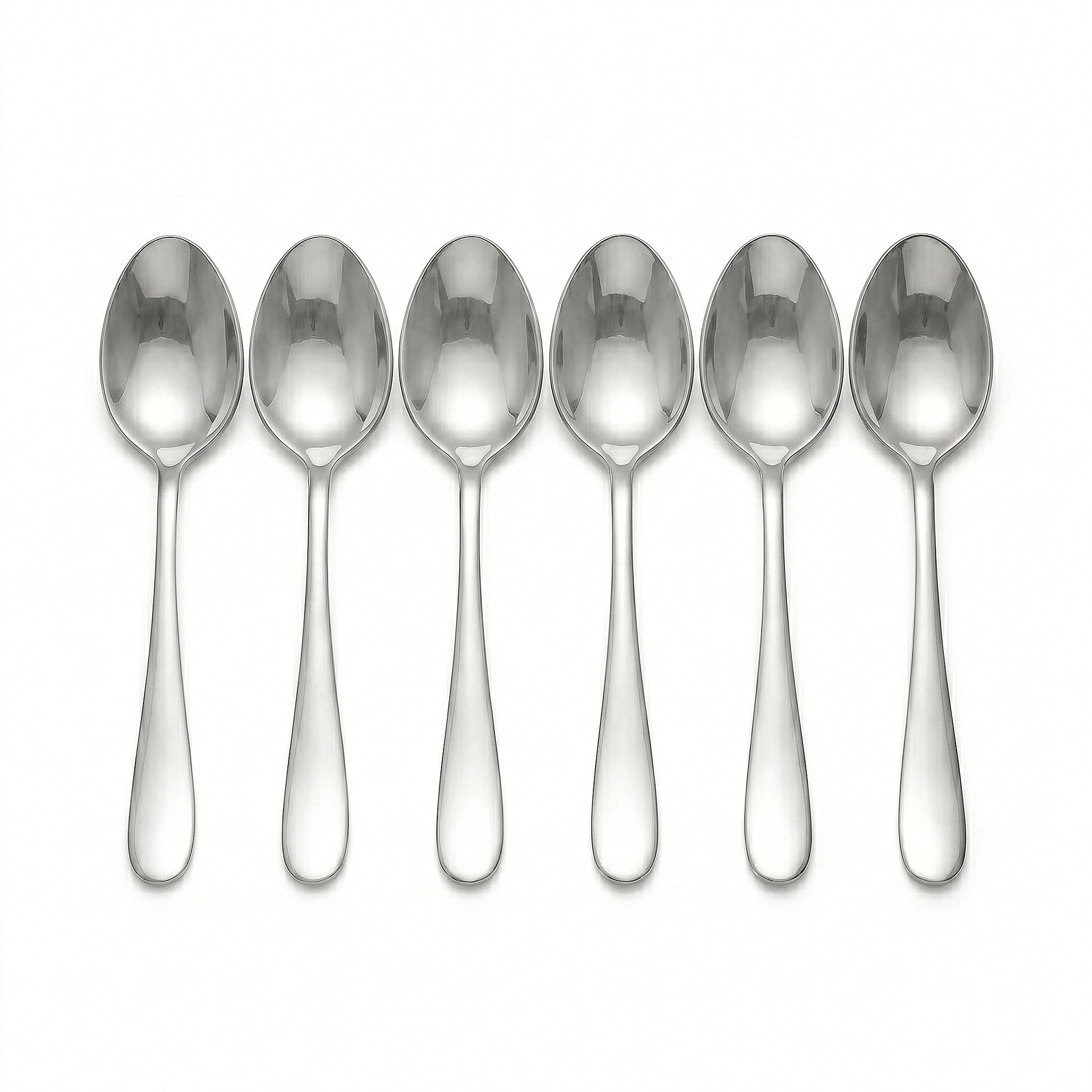 Mirror Polish 6-Piece Stainless Steel Silver Tea Spoon Set