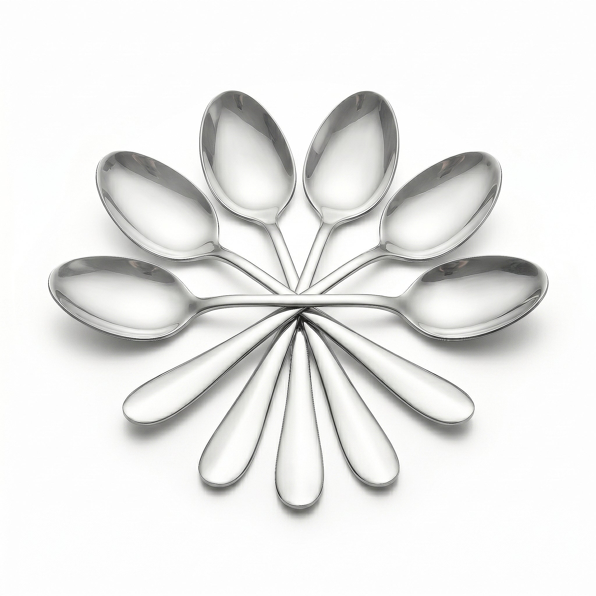 Mirror Polish 6-Piece Stainless Steel Silver Baby Spoon Set