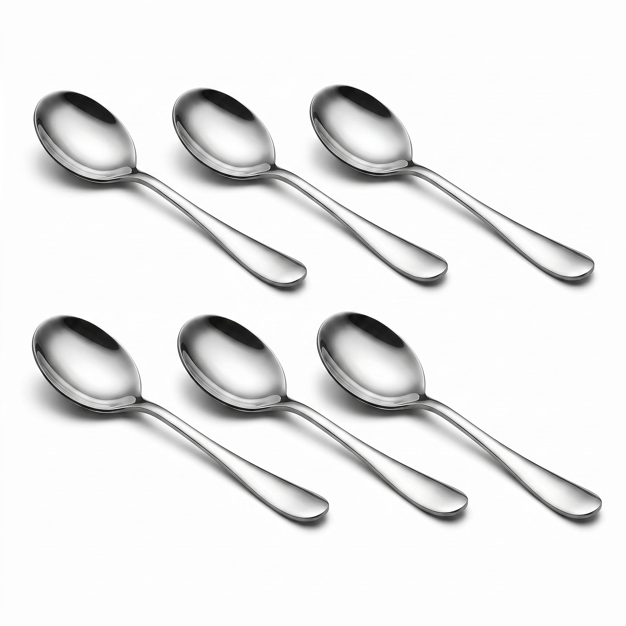 Mirror Polish 6-Piece Stainless Steel Silver Baby Soup Spoon Set