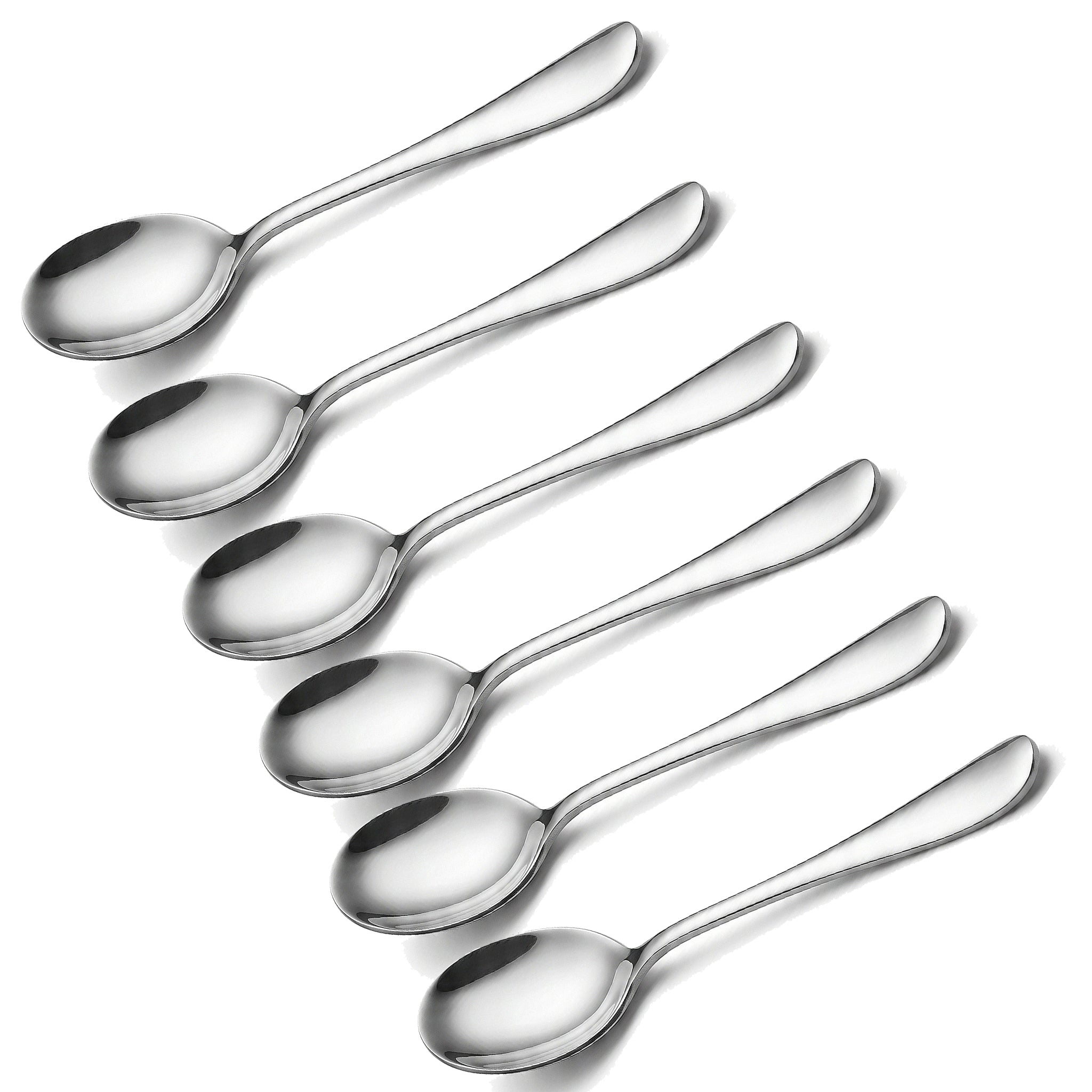 Mirror Polish 6-Piece Stainless Steel Silver Baby Soup Spoon Set