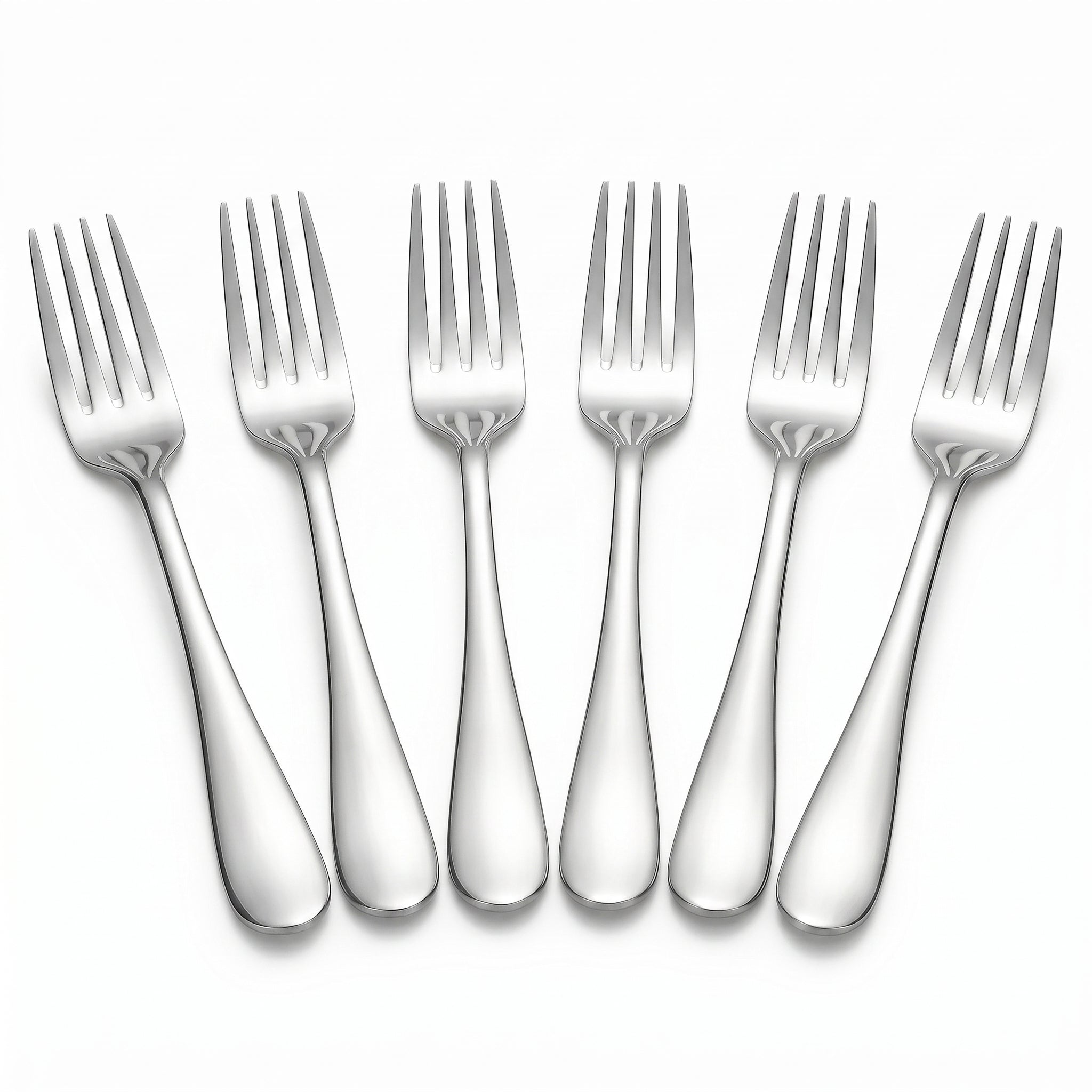 Mirror Polish 6-Piece Stainless Steel Silver Table Fork Set