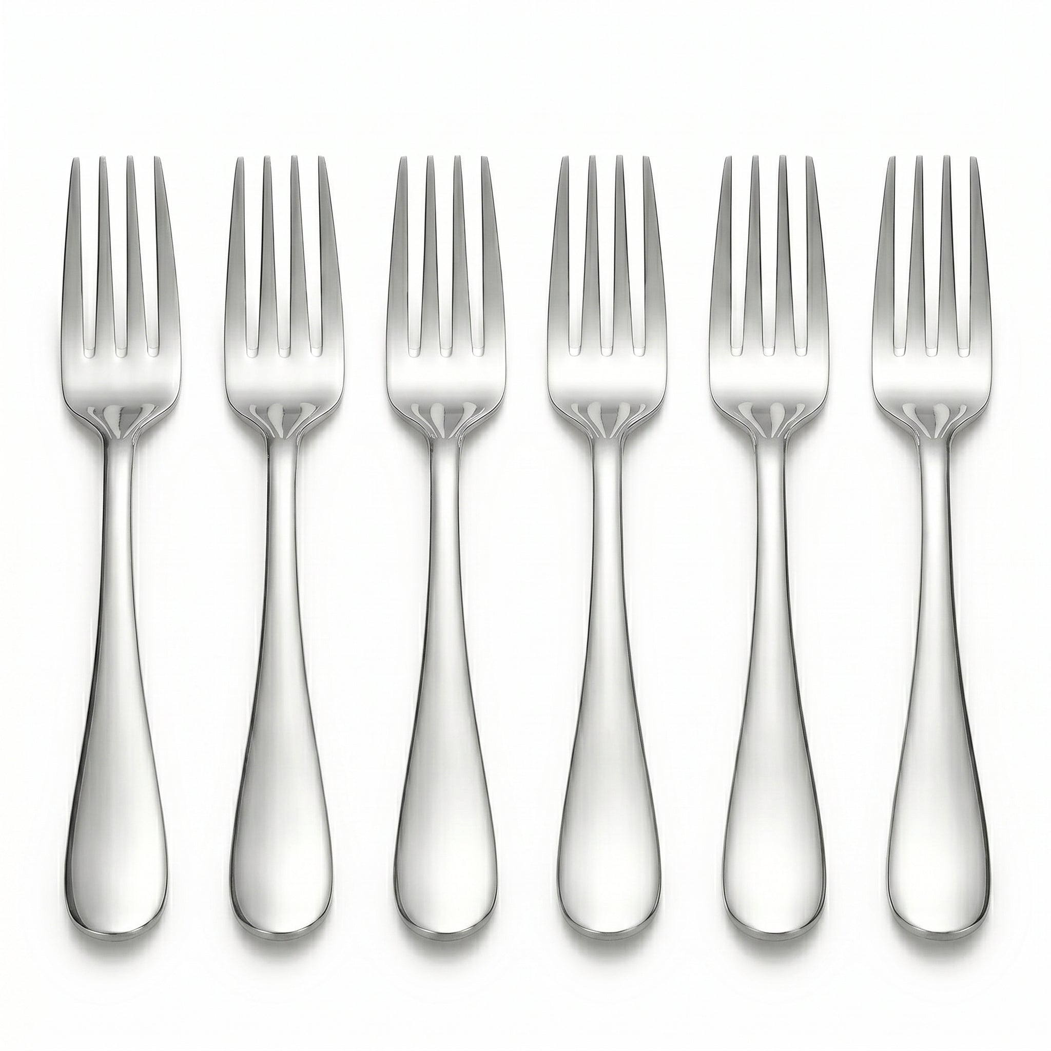 Mirror Polish 6-Piece Stainless Steel Silver Table Fork Set