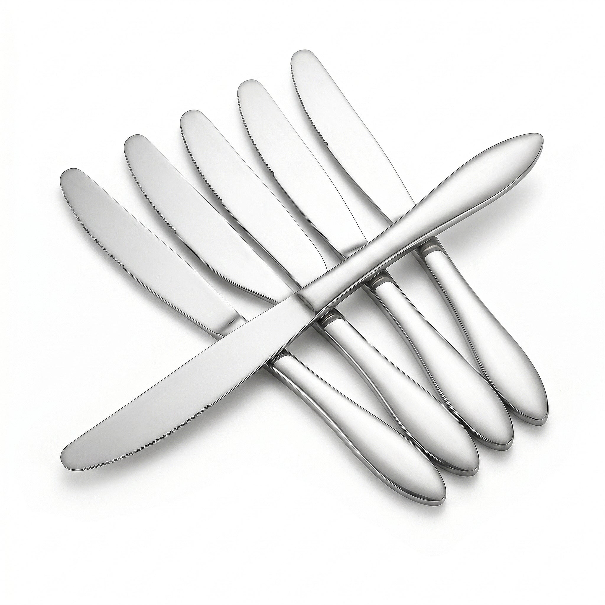 Mirror Polish 6-Piece Stainless Steel Silver Table Knife Set