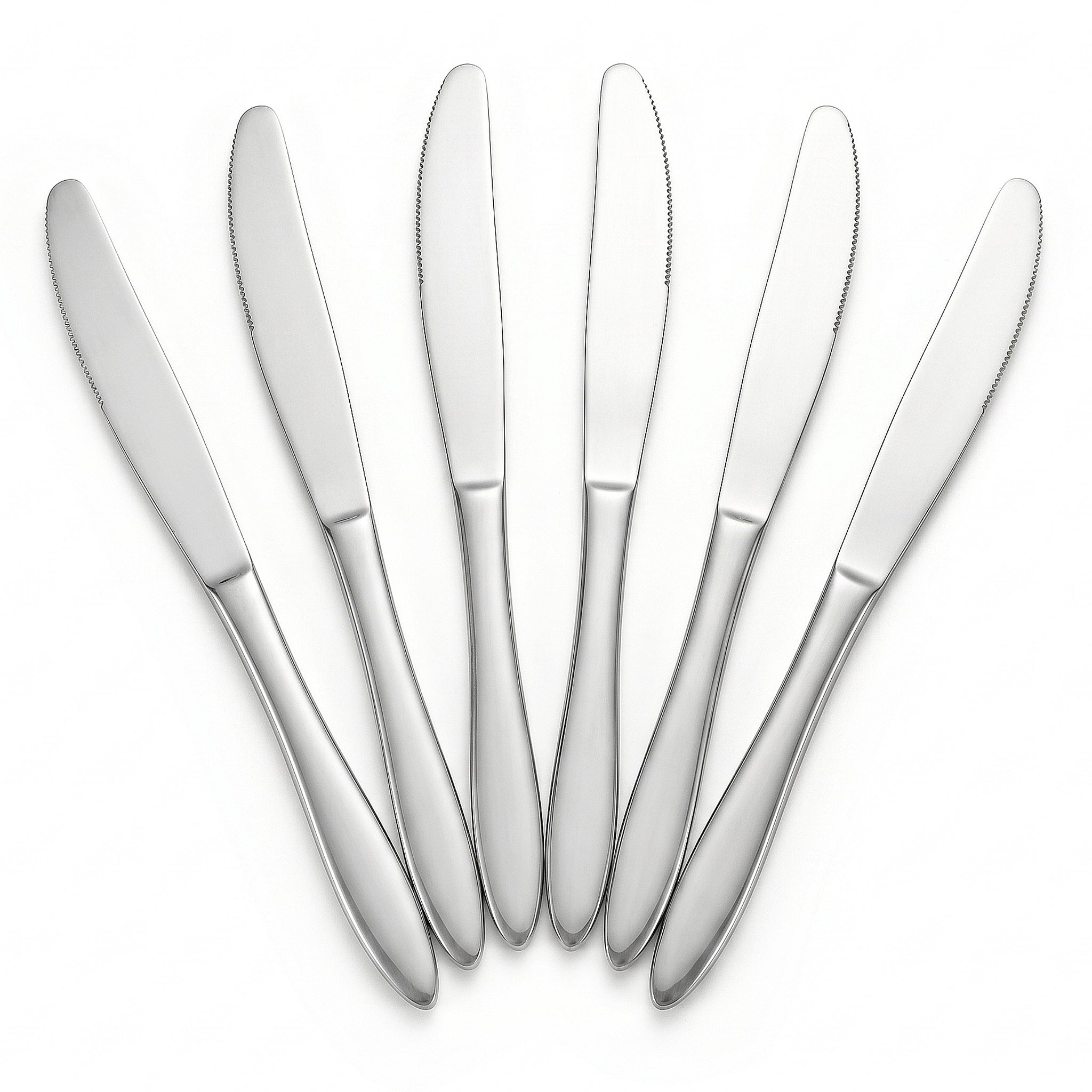 Mirror Polish 6-Piece Stainless Steel Silver Table Knife Set