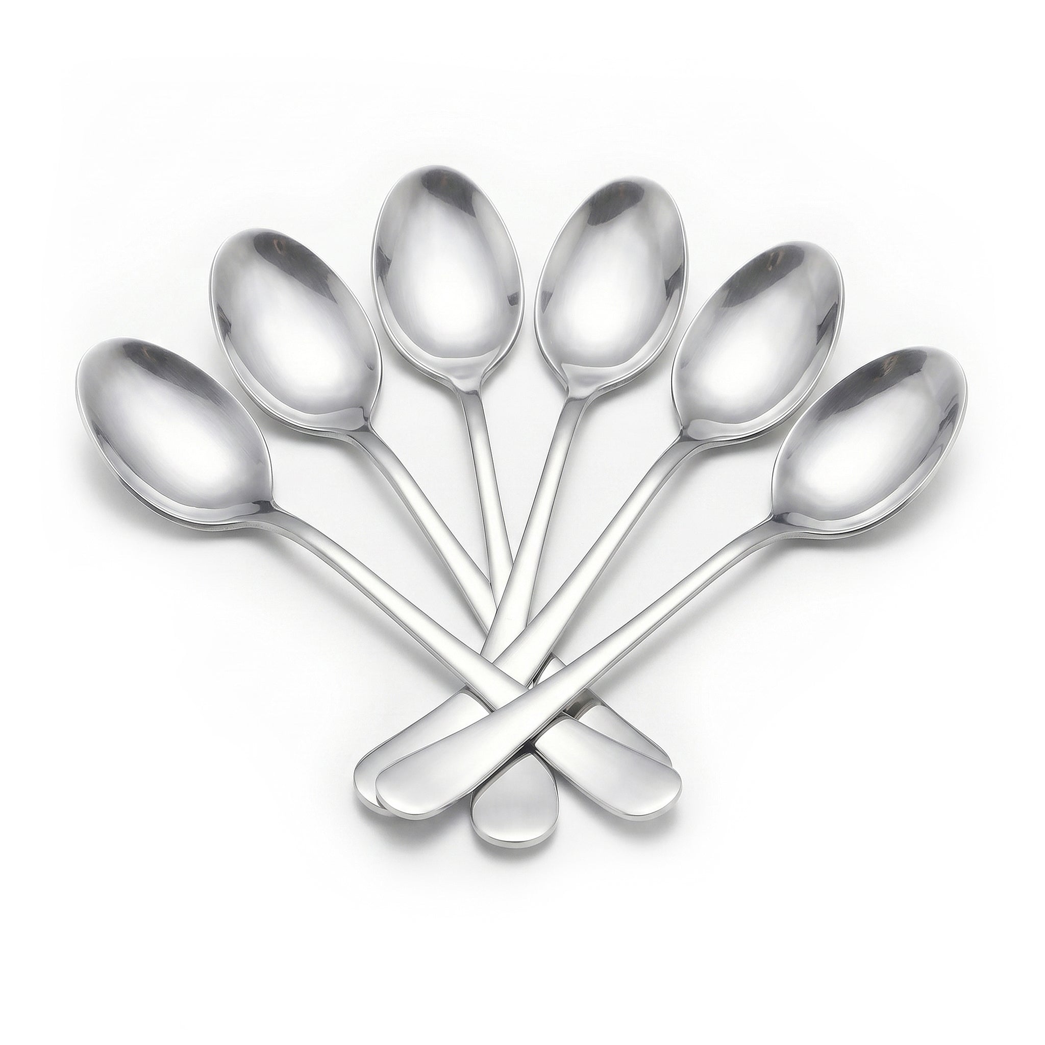 Omega 6-Piece Stainless Steel Silver Long Tea Spoon Set