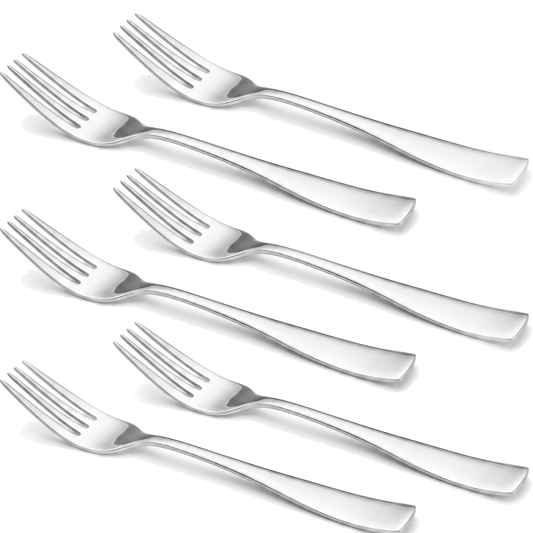 Polish 6-Piece Stainless Steel Silver Table Fork Set