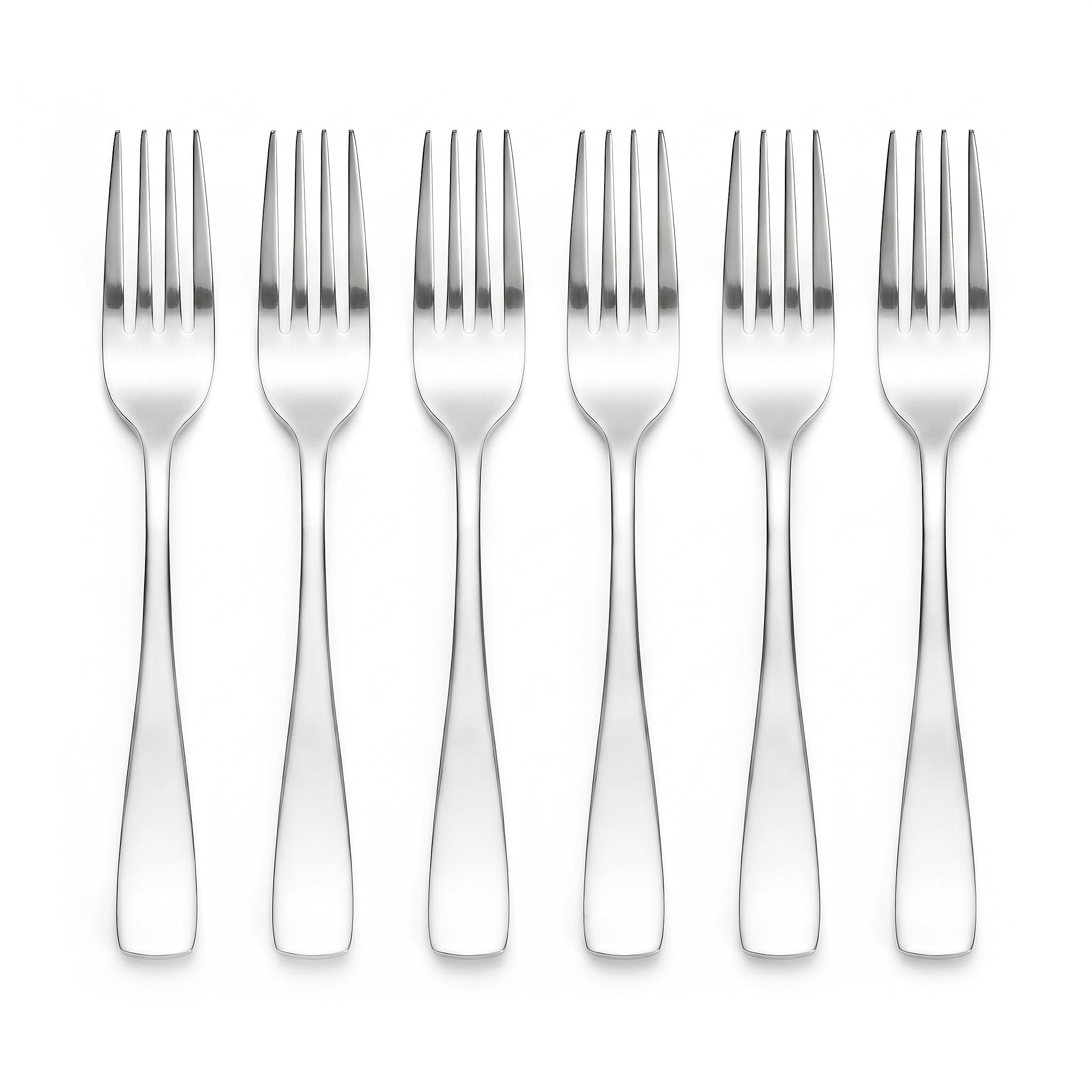 Polish 6-Piece Stainless Steel Silver Table Fork Set