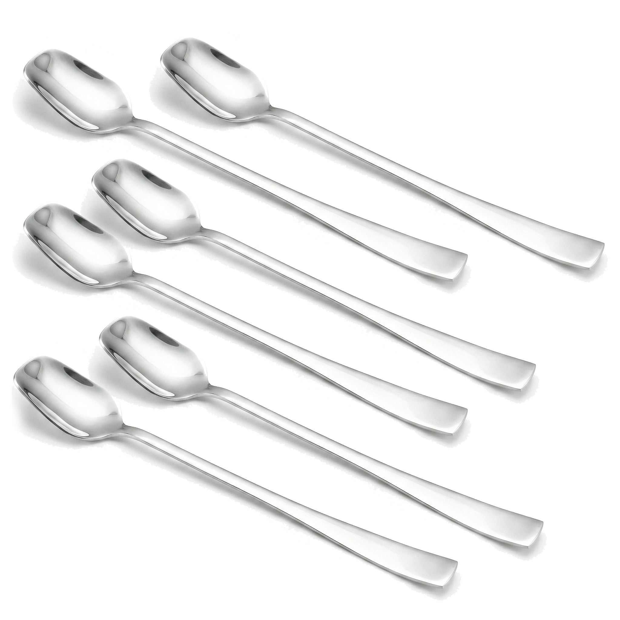 Polish 6-Piece Stainless Steel Silver Long Tea Spoon Set