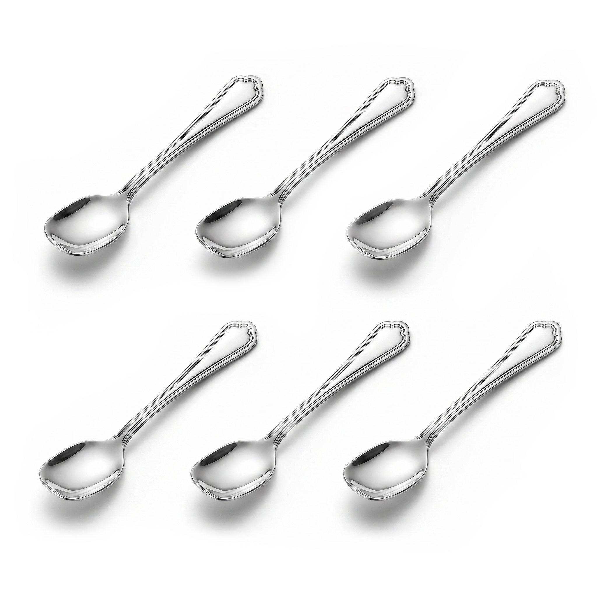 Moon 6-Piece Stainless Steel Silver Sugar Spoon Set