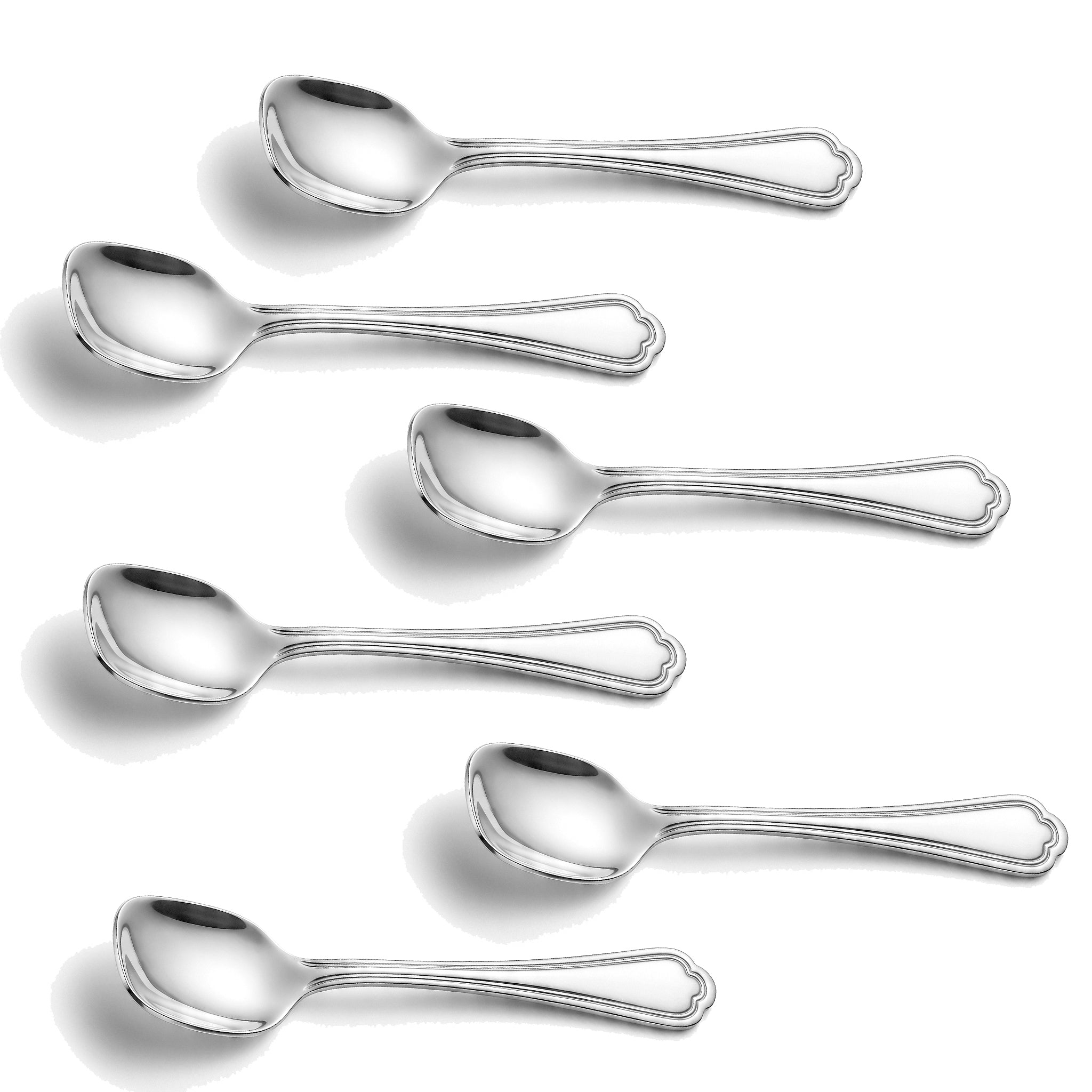 Moon 6-Piece Stainless Steel Silver Sugar Spoon Set