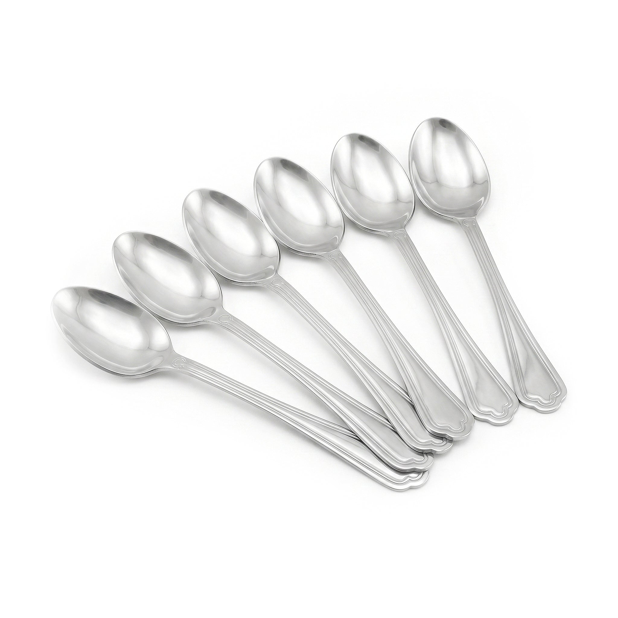 Moon 6-Piece Stainless Steel Silver Tea Spoon Set