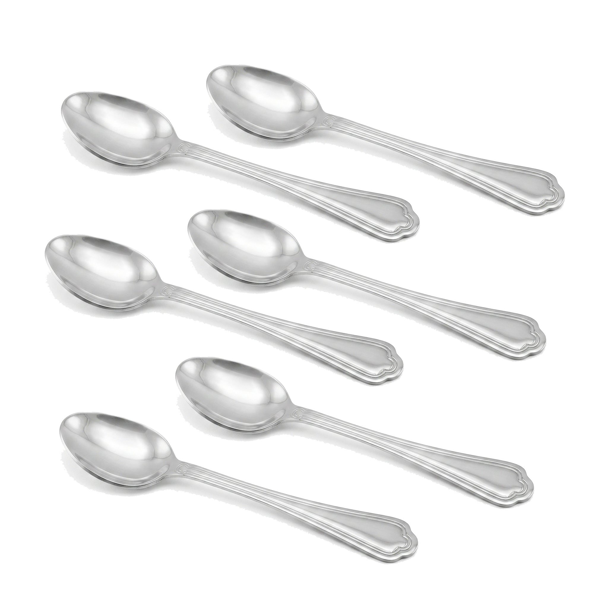 Moon 6-Piece Stainless Steel Silver Tea Spoon Set