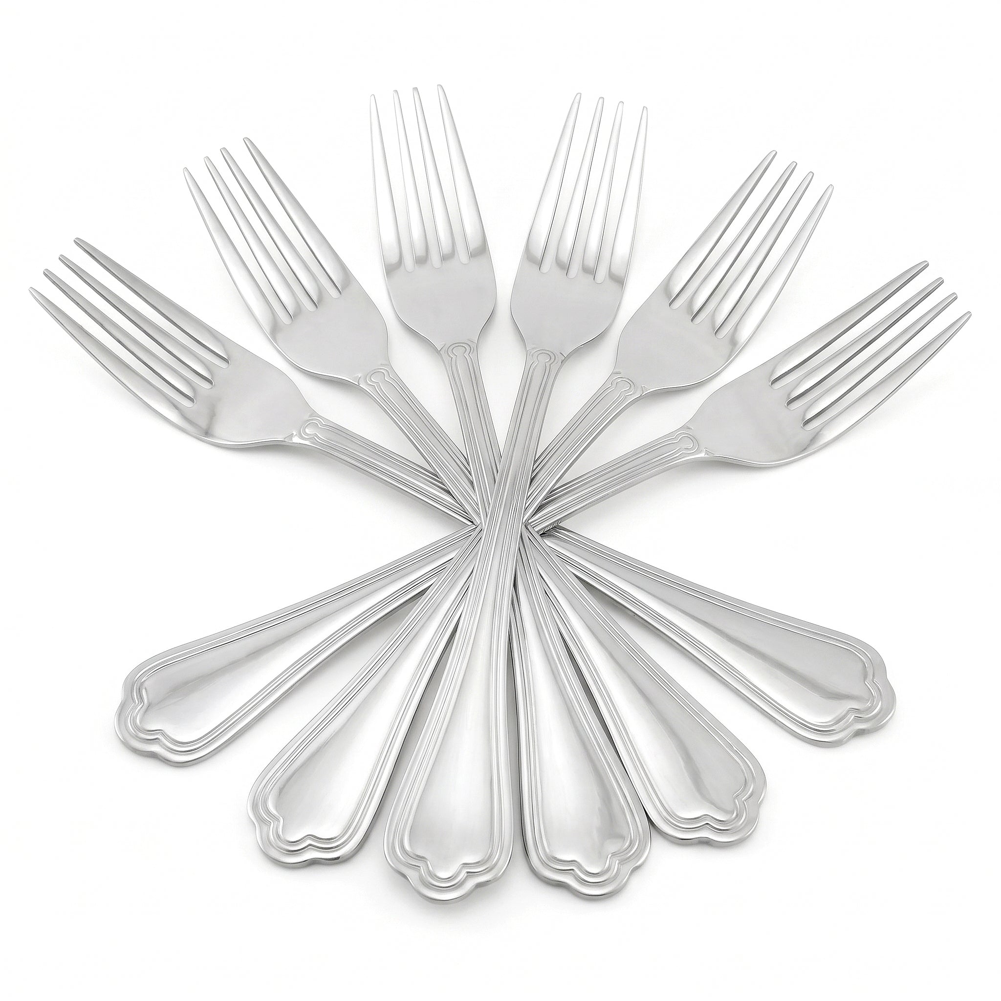 Moon 6-Piece Stainless Steel Silver Table Fork Set