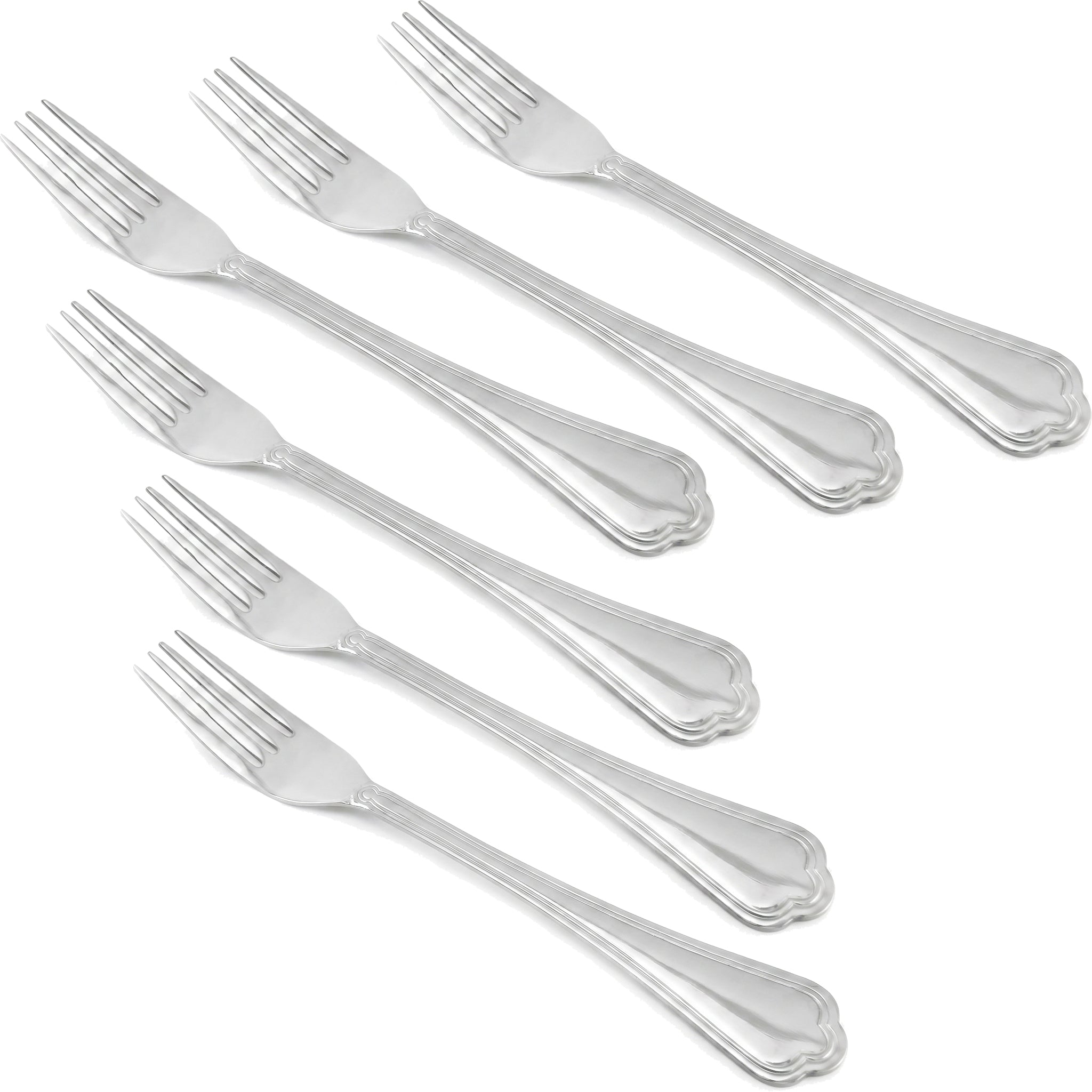 Moon 6-Piece Stainless Steel Silver Table Fork Set