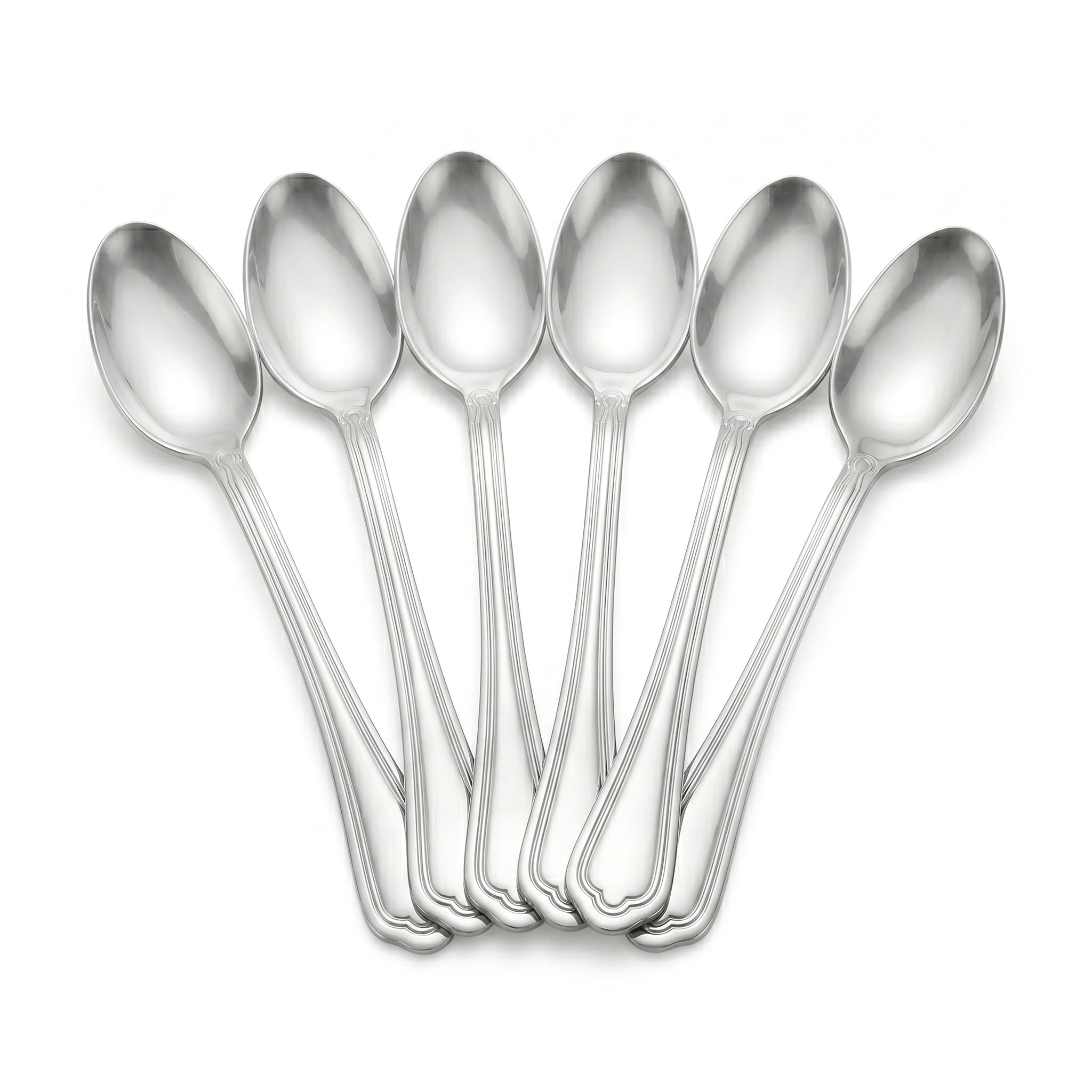 Moon 6-Piece Stainless Steel Silver Long Tea Spoon Set
