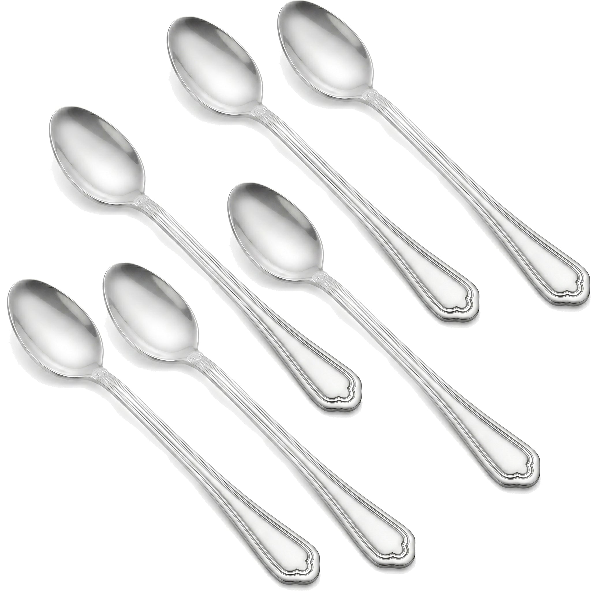 Moon 6-Piece Stainless Steel Silver Long Tea Spoon Set