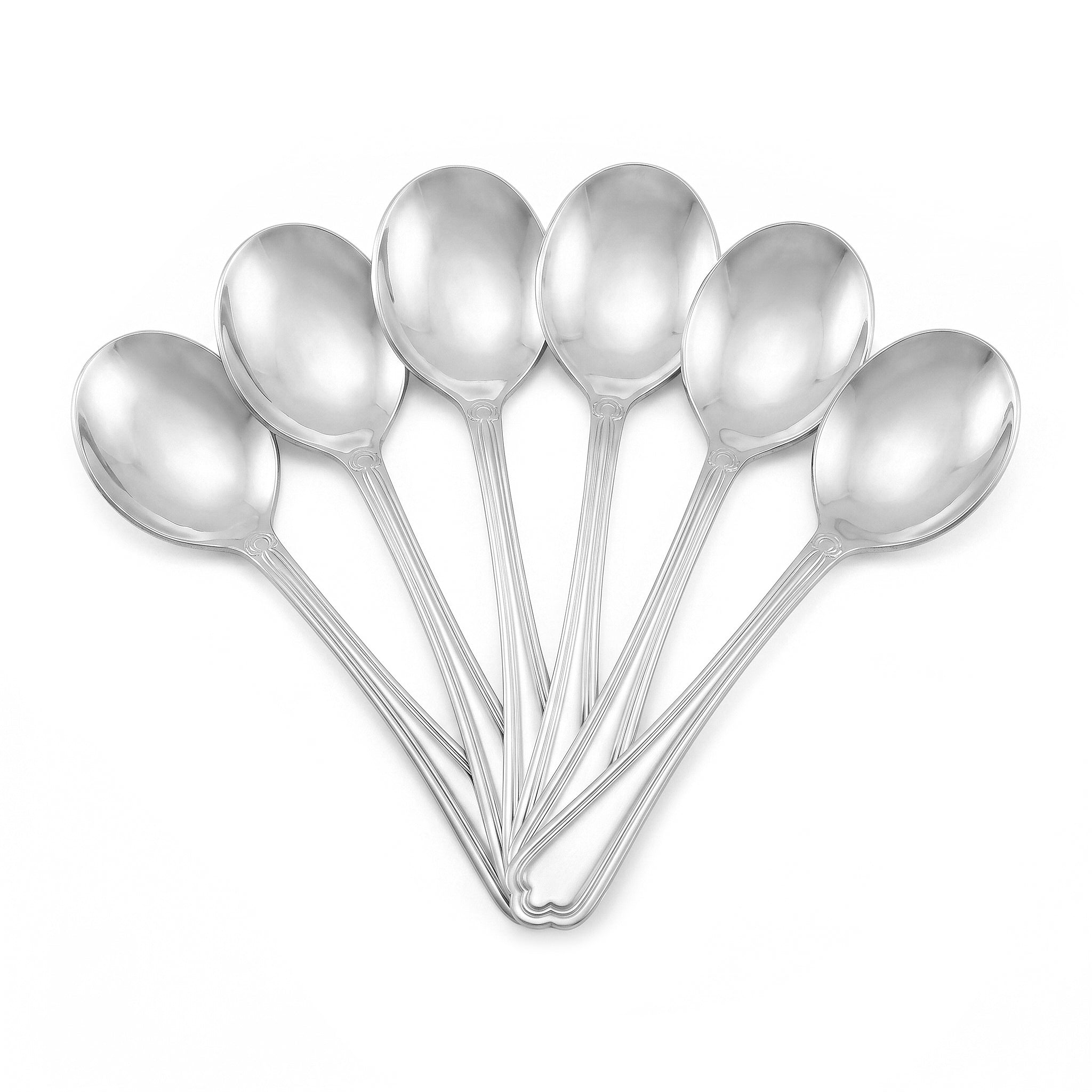 Moon 6-Piece Stainless Steel Silver Table Soup Spoon Set