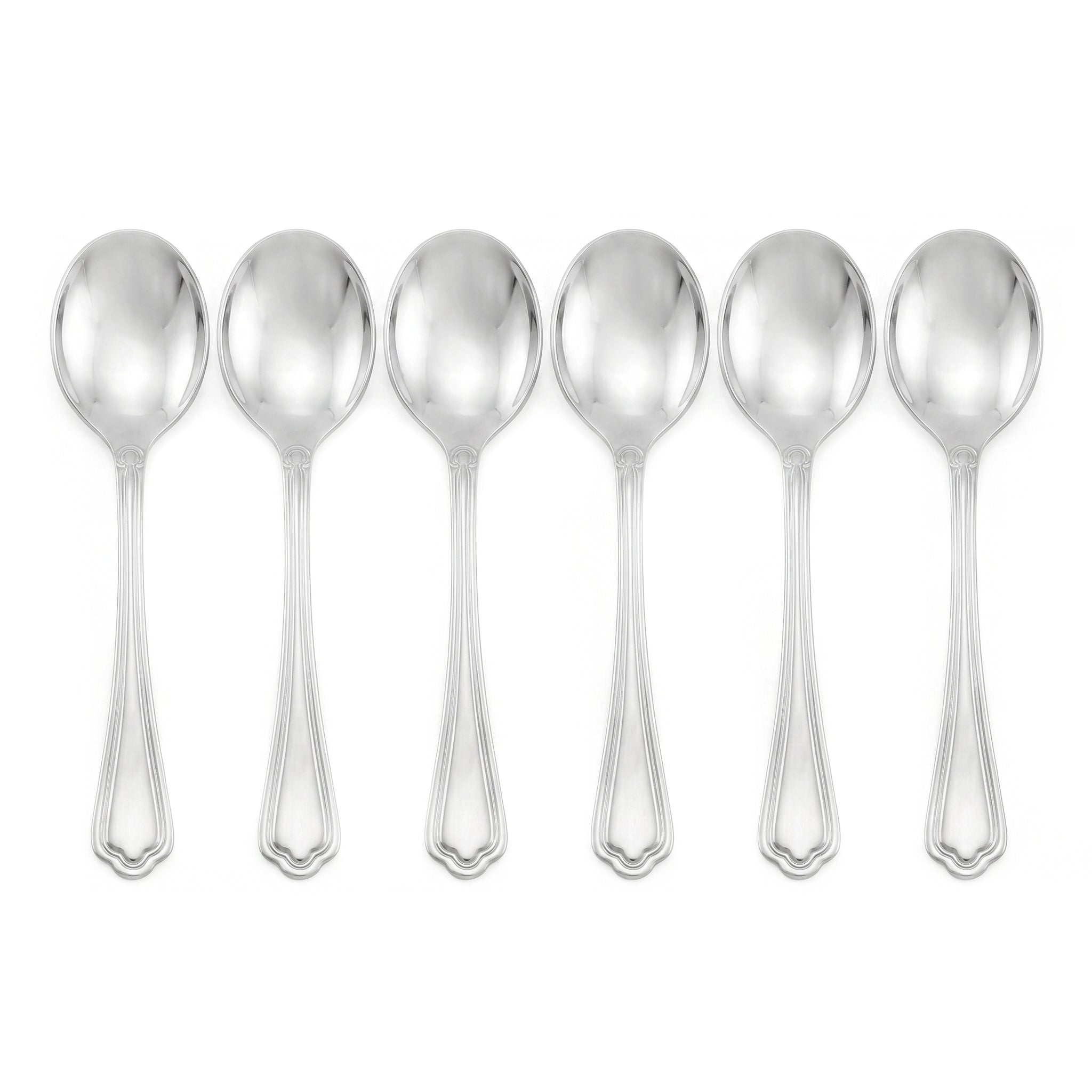 Moon 6-Piece Stainless Steel Silver Table Soup Spoon Set
