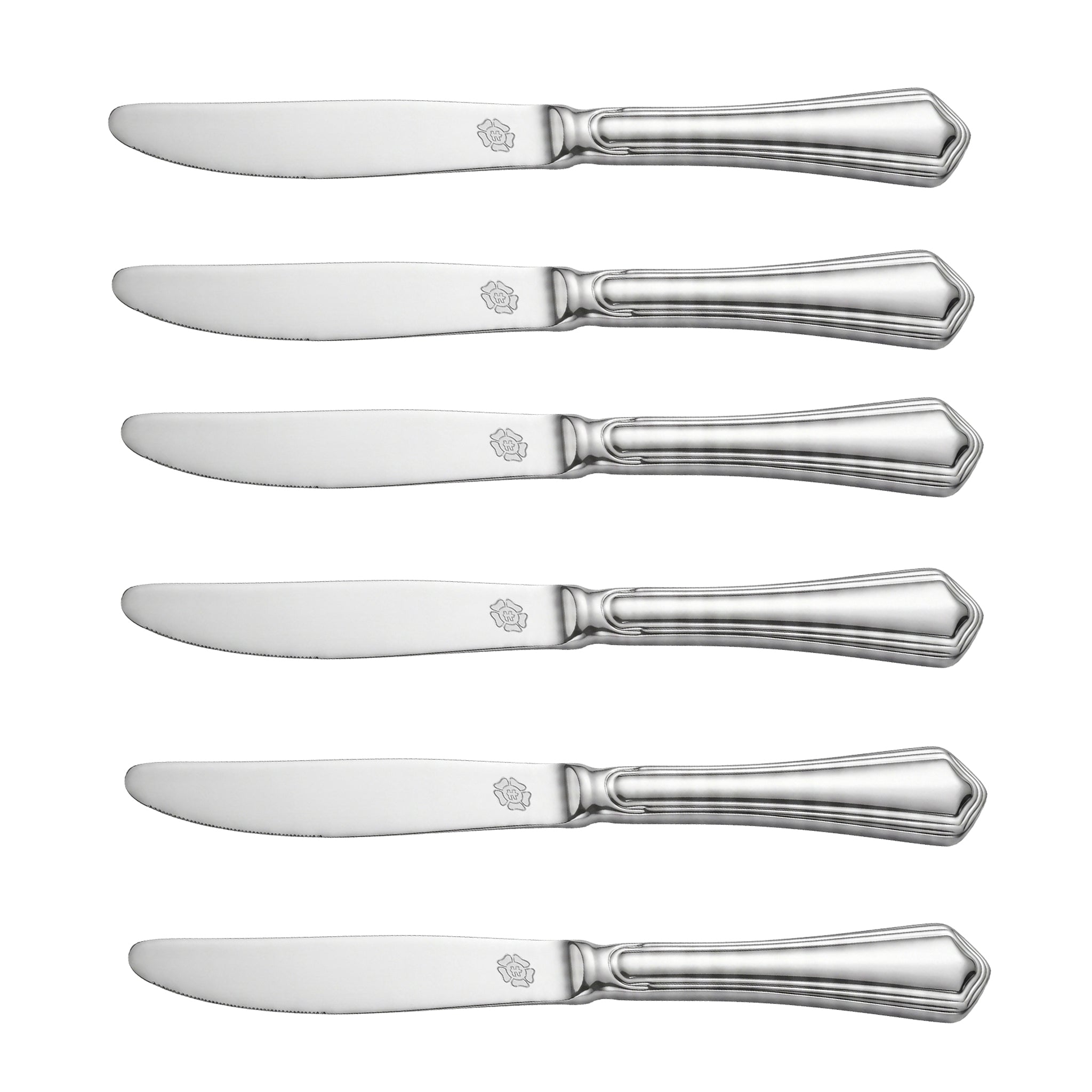 Moon 6-Piece Stainless Steel Silver Table Knife Set