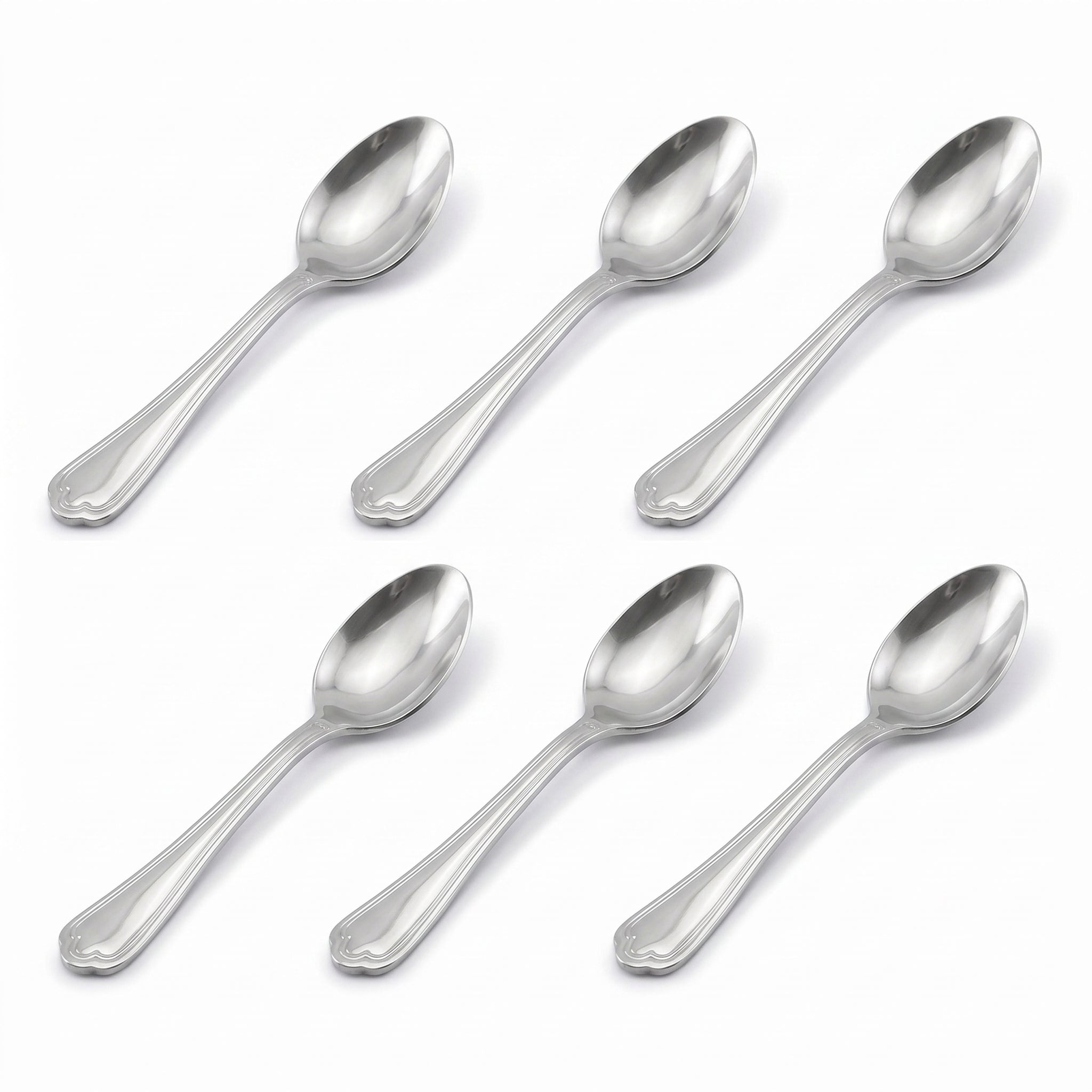 N.F Moon 6-Piece Stainless Steel Silver Tea Spoon Set