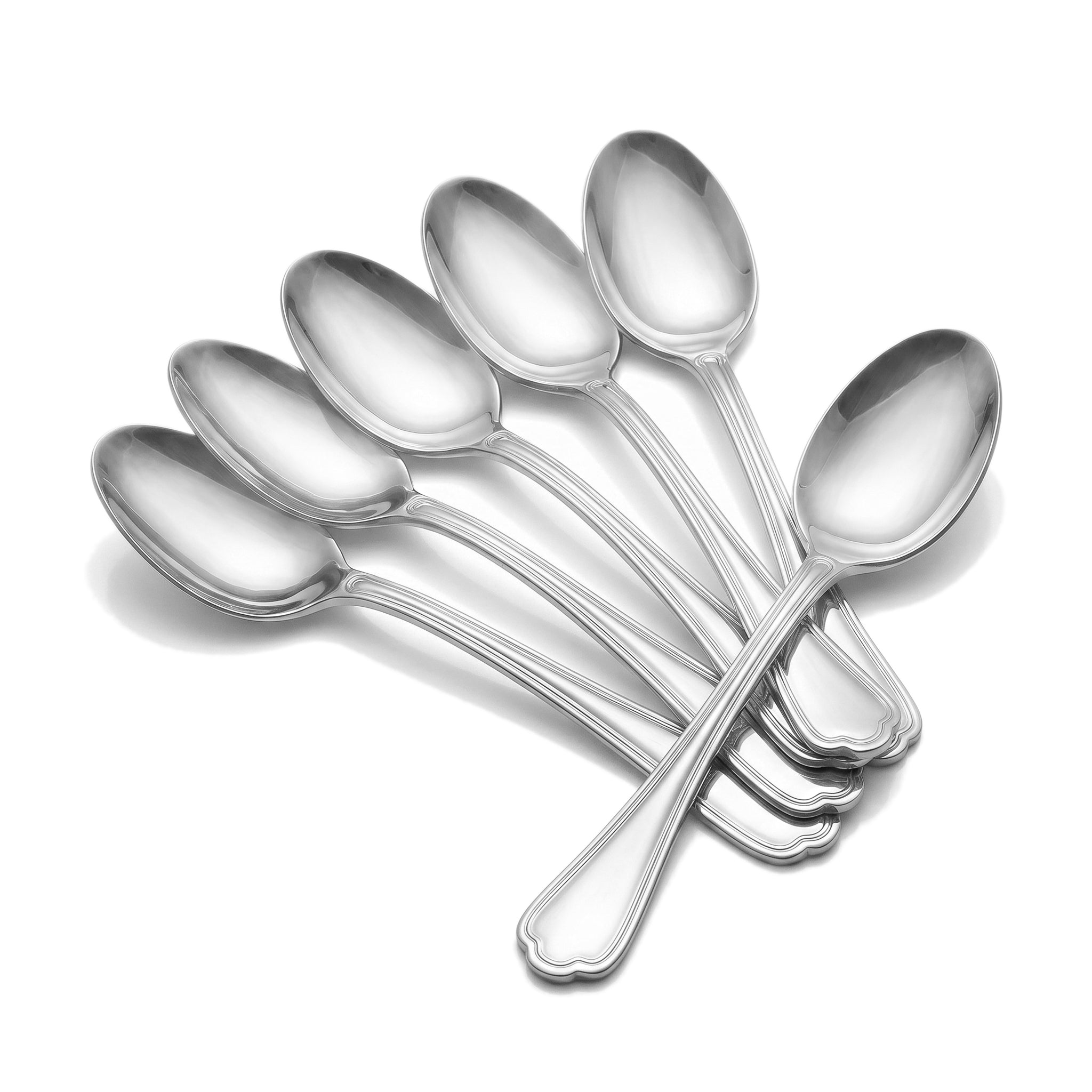 N.F Moon 6-Piece Stainless Steel Silver Dessert Spoon Set