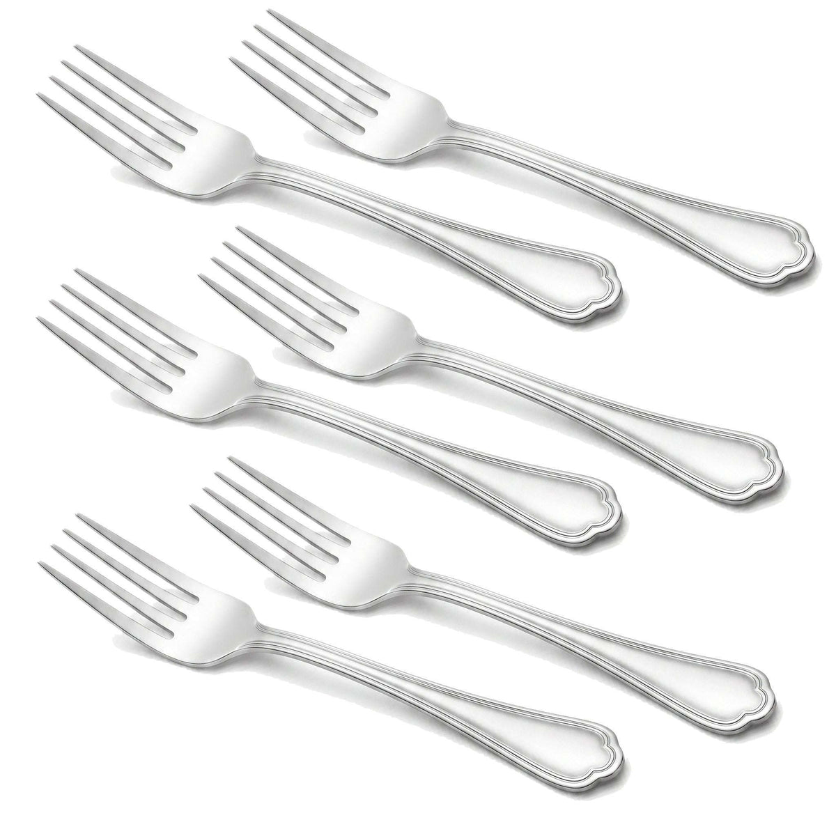 N.F Moon 6-Piece Stainless Steel Silver Dessert Fork Set Kaka Bawa Sons