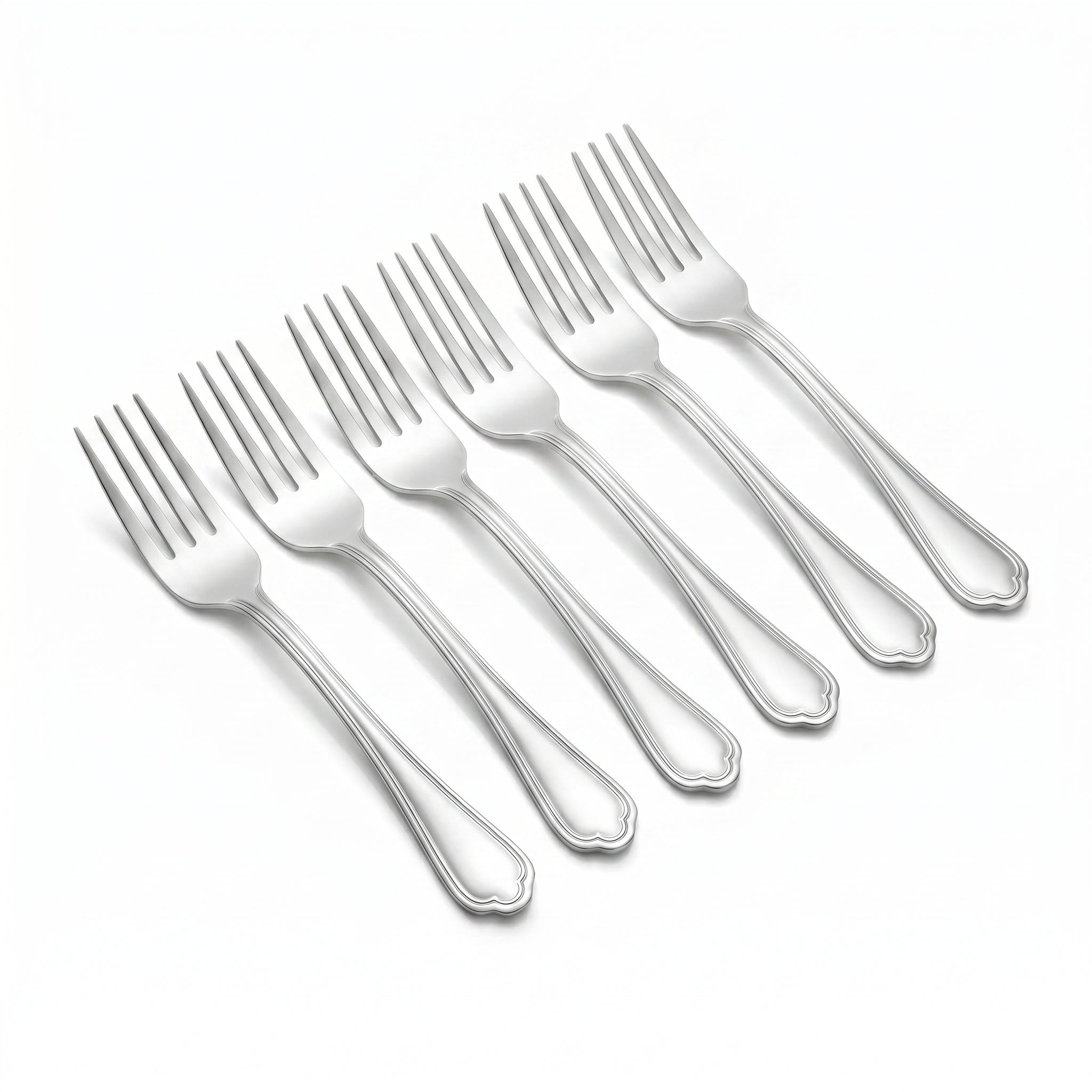 N.F Moon 6-Piece Stainless Steel Silver Dessert Fork Set