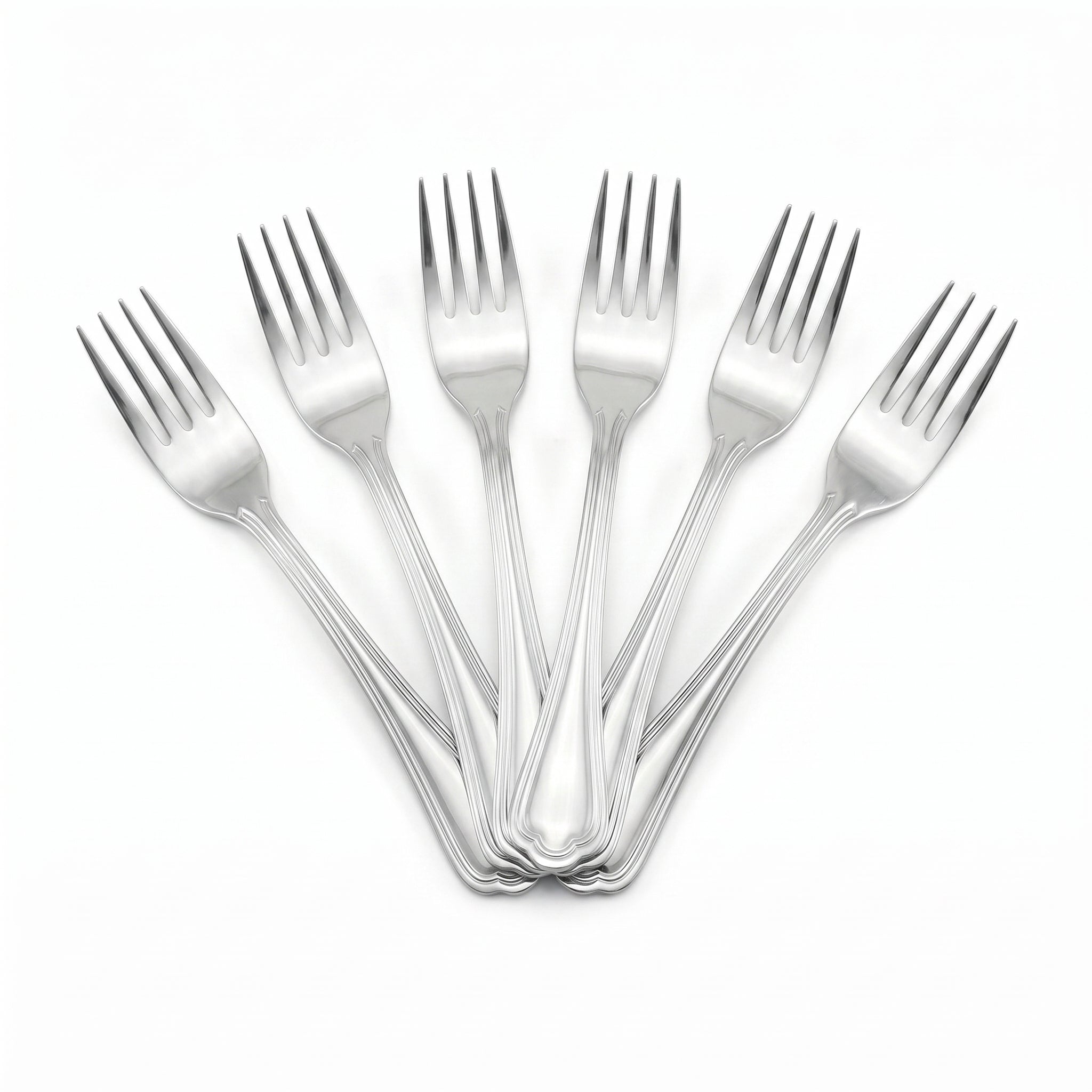 N.F Moon 6-Piece Stainless Steel Silver Fruit Fork Set