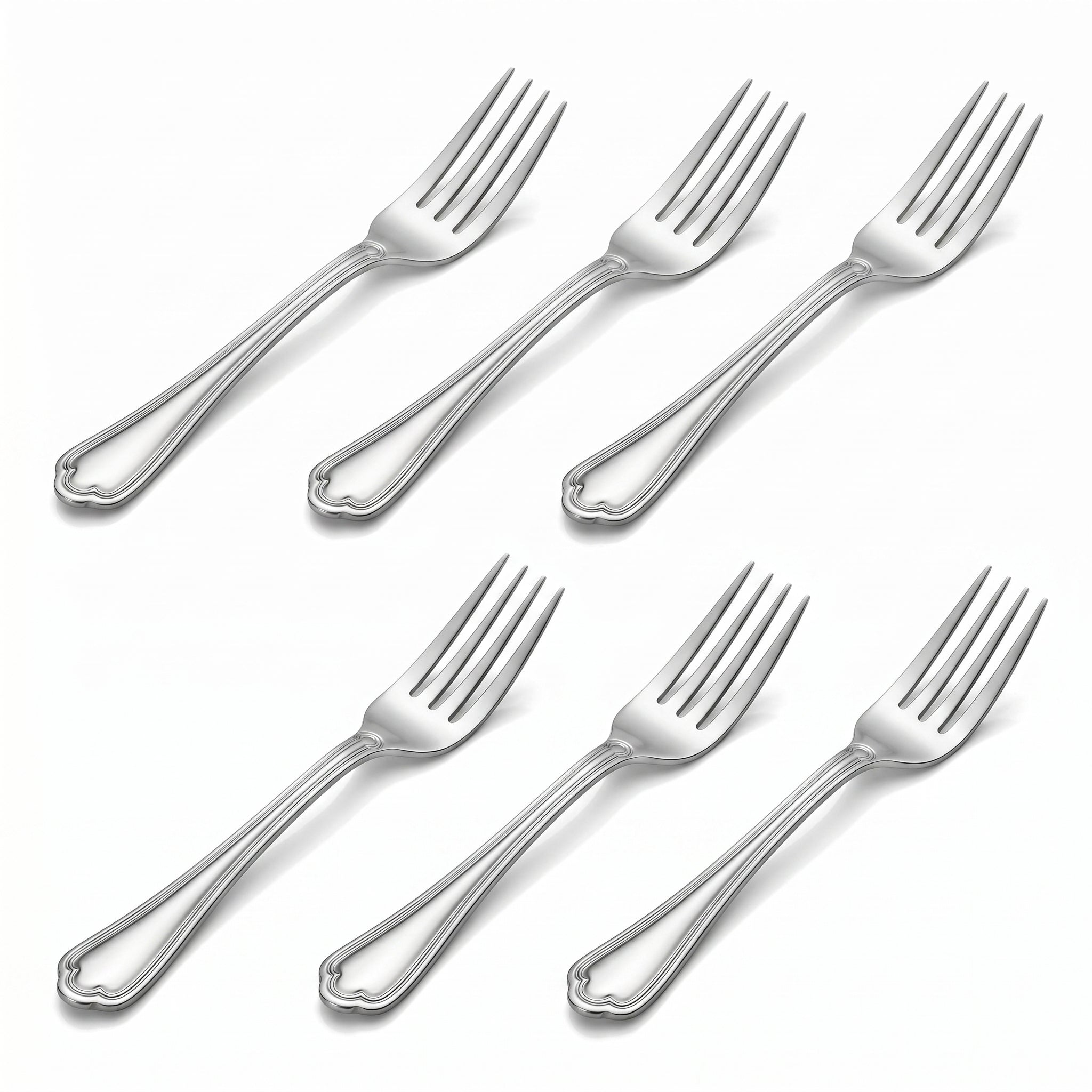 N.F Moon 6-Piece Stainless Steel Silver Table Fork Set