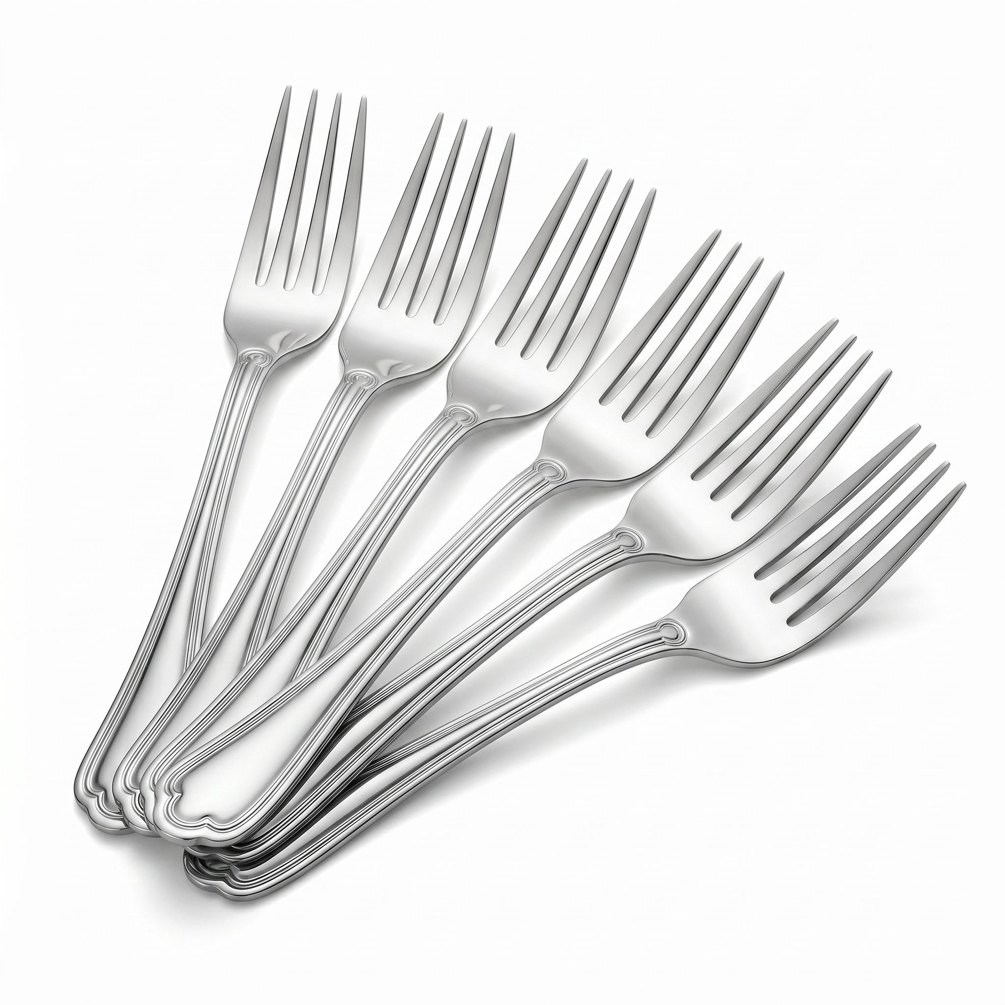 N.F Moon 6-Piece Stainless Steel Silver Table Fork Set