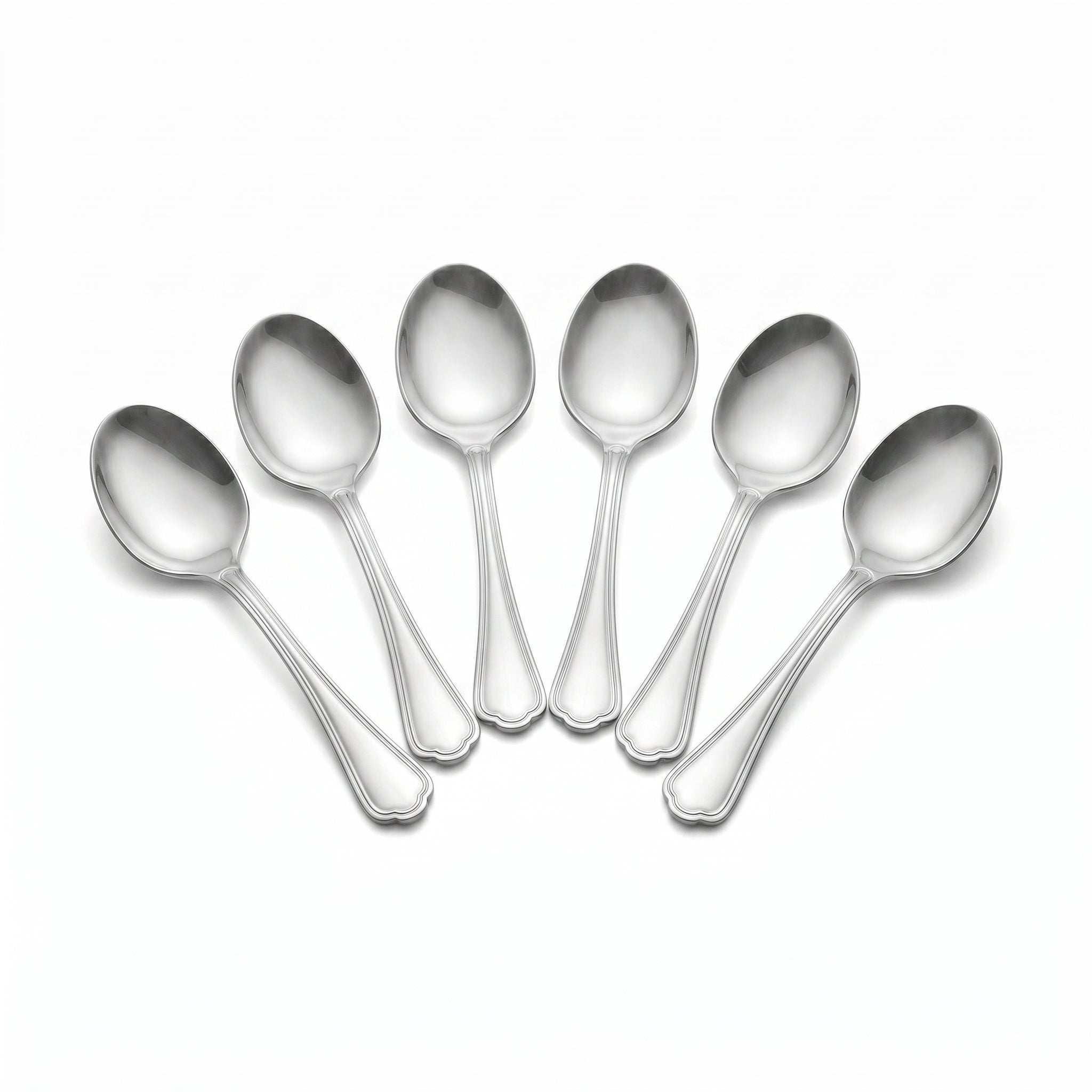 N.F Moon 6-Piece Stainless Steel Silver Dessert Soup Spoon Set