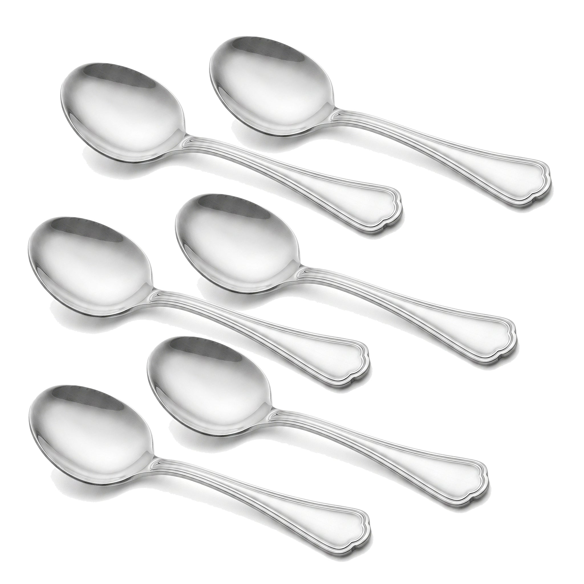 N.F Moon 6-Piece Stainless Steel Silver Dessert Soup Spoon Set