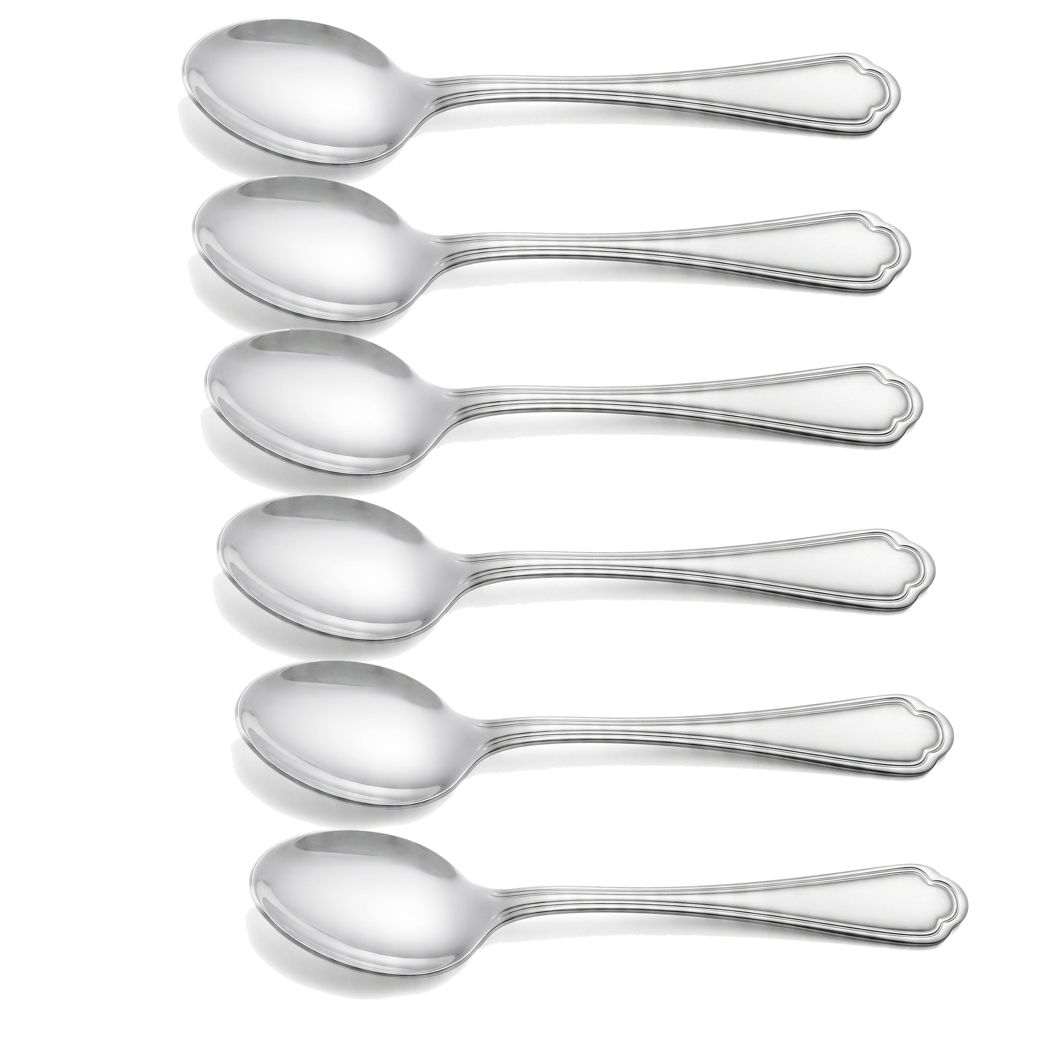 N.F Moon 6-Piece Stainless Steel Silver Table Soup Spoon Set