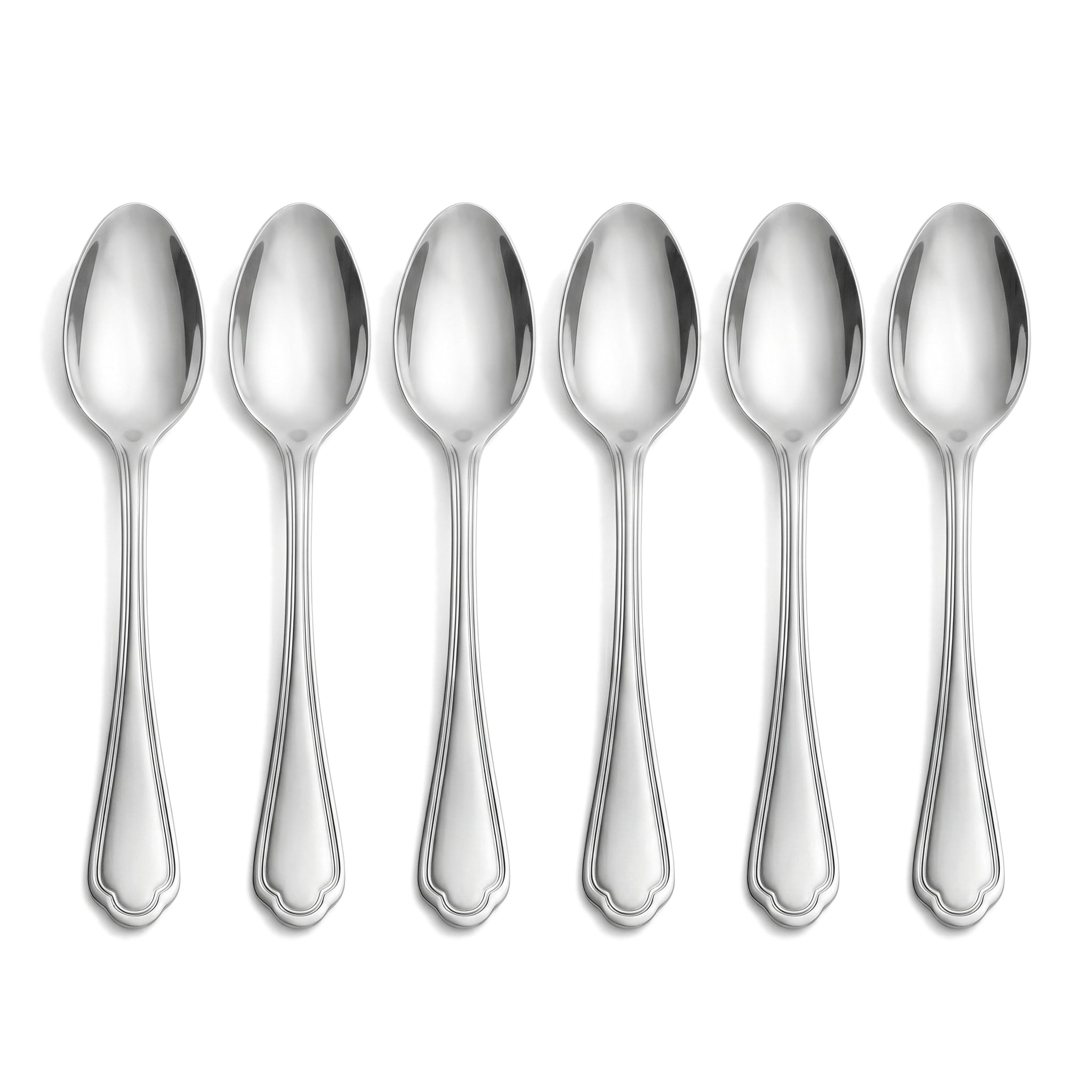 N.F Moon 6-Piece Stainless Steel Silver Table Soup Spoon Set