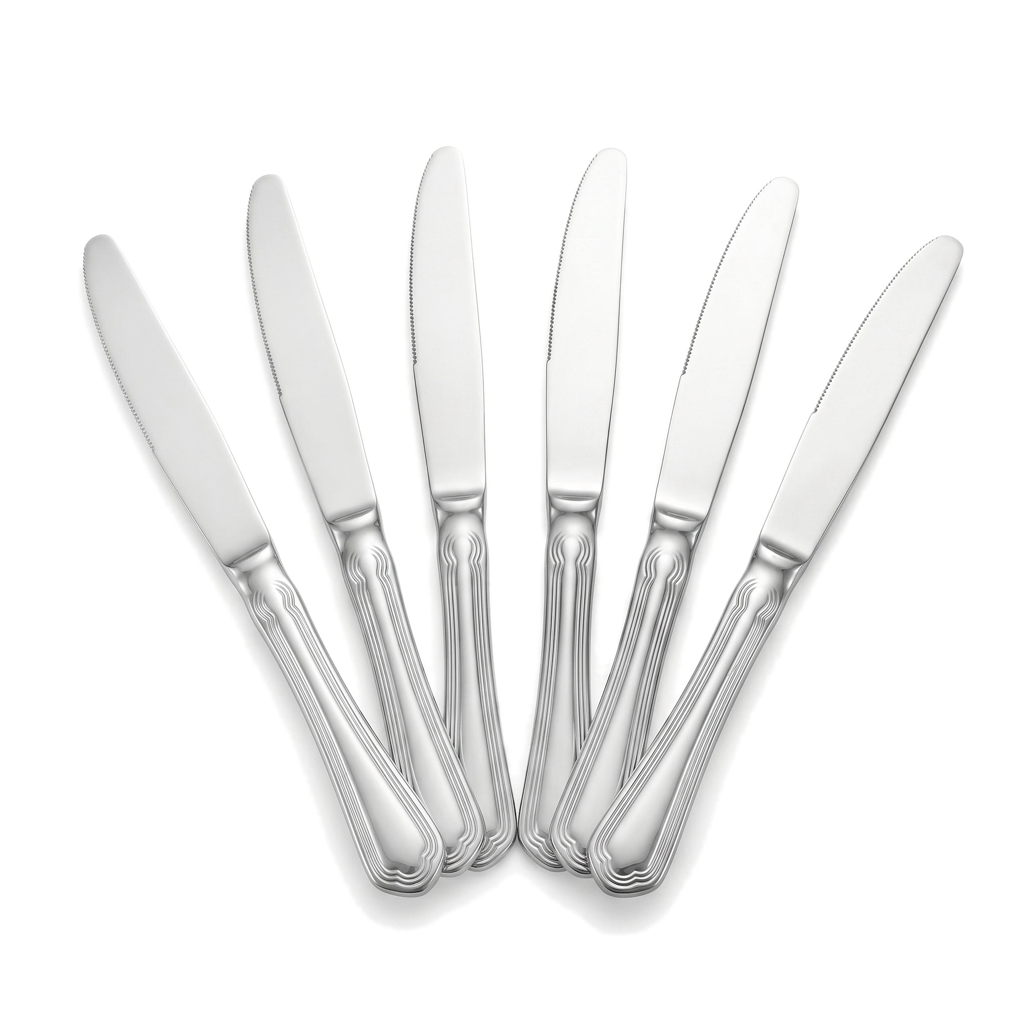 N.F Moon 6-Piece Stainless Steel Silver Table Knife Set