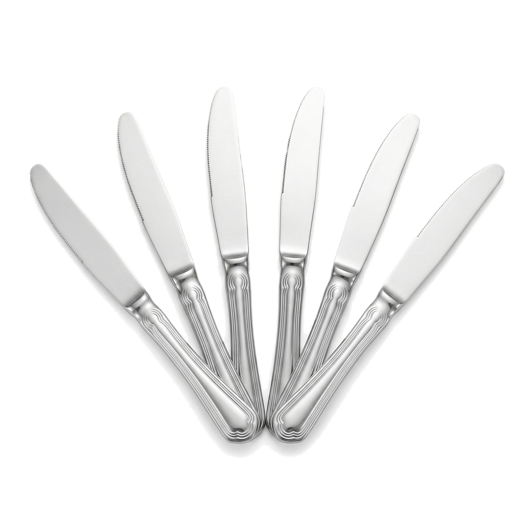 N.F Moon 6-Piece Stainless Steel Silver Table Knife Set