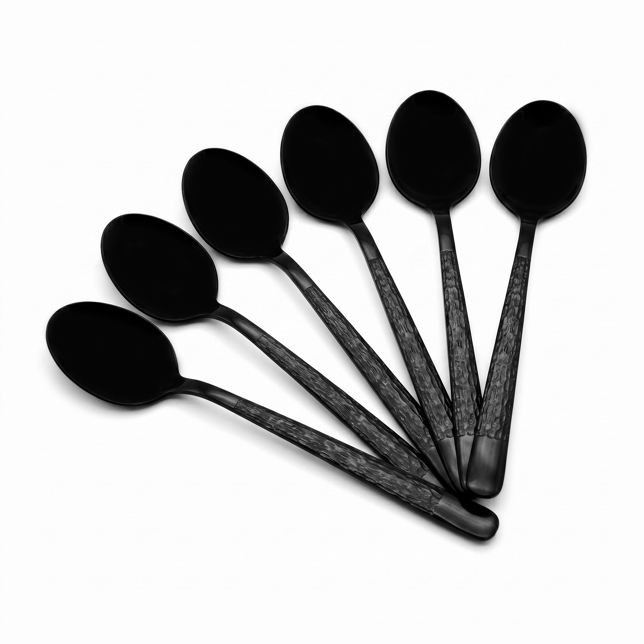 Black Tree 6-Piece Stainless Steel Black Dessert Spoon Set