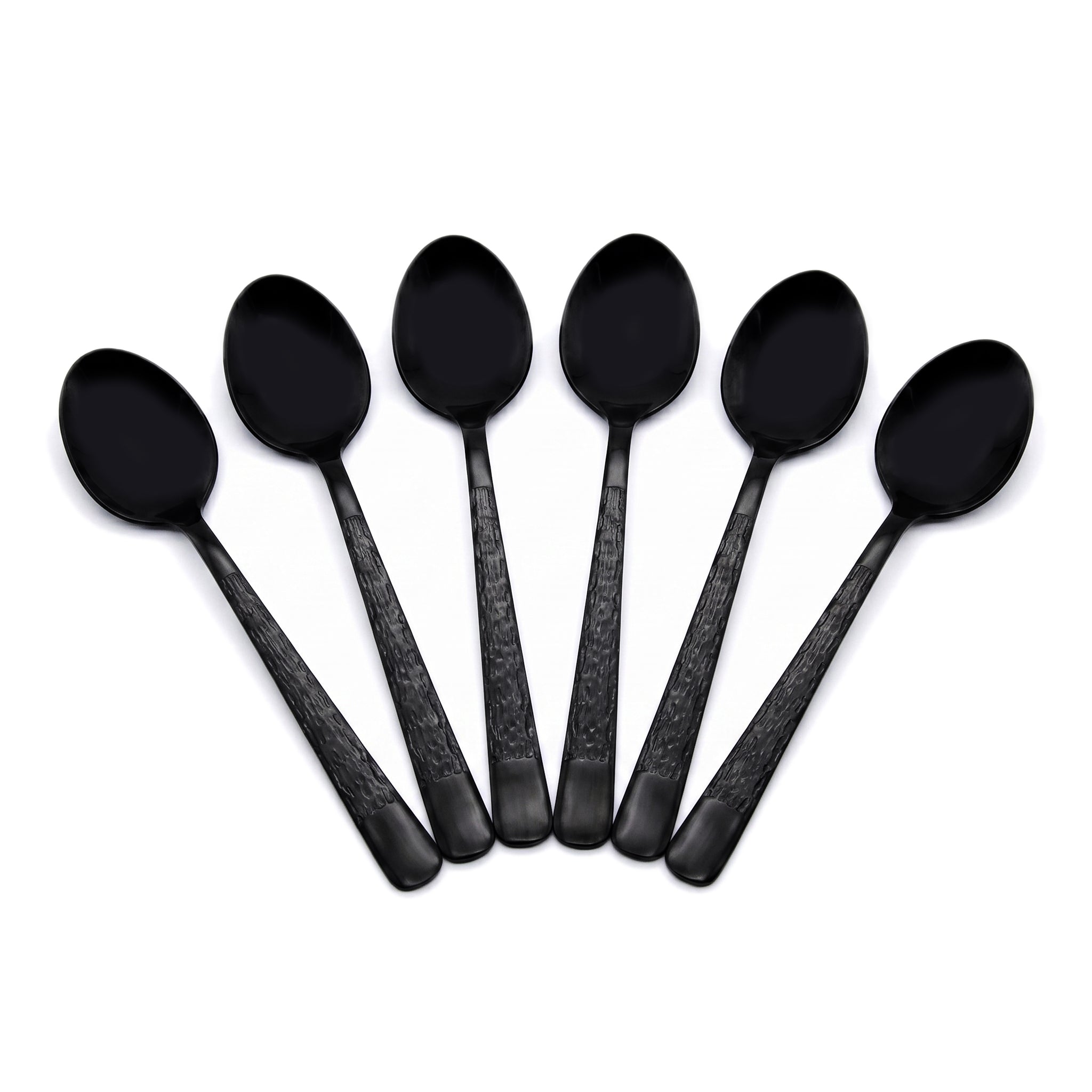 Black Tree 6-Piece Stainless Steel Black Dessert Spoon Set